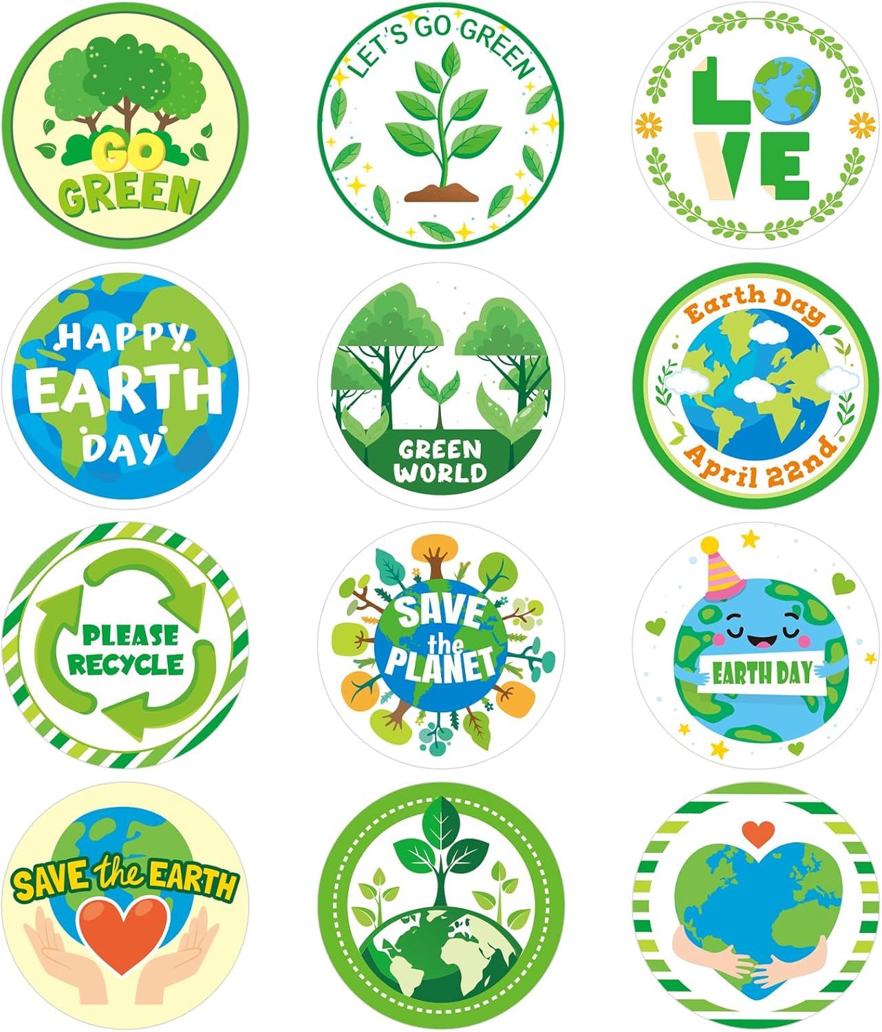 360 Pcs Save The Earth Day Stickers for Kids Environmental Protection Stickers Save Planet Earth Stickers Earth Day Decoration and Classroom Supplies