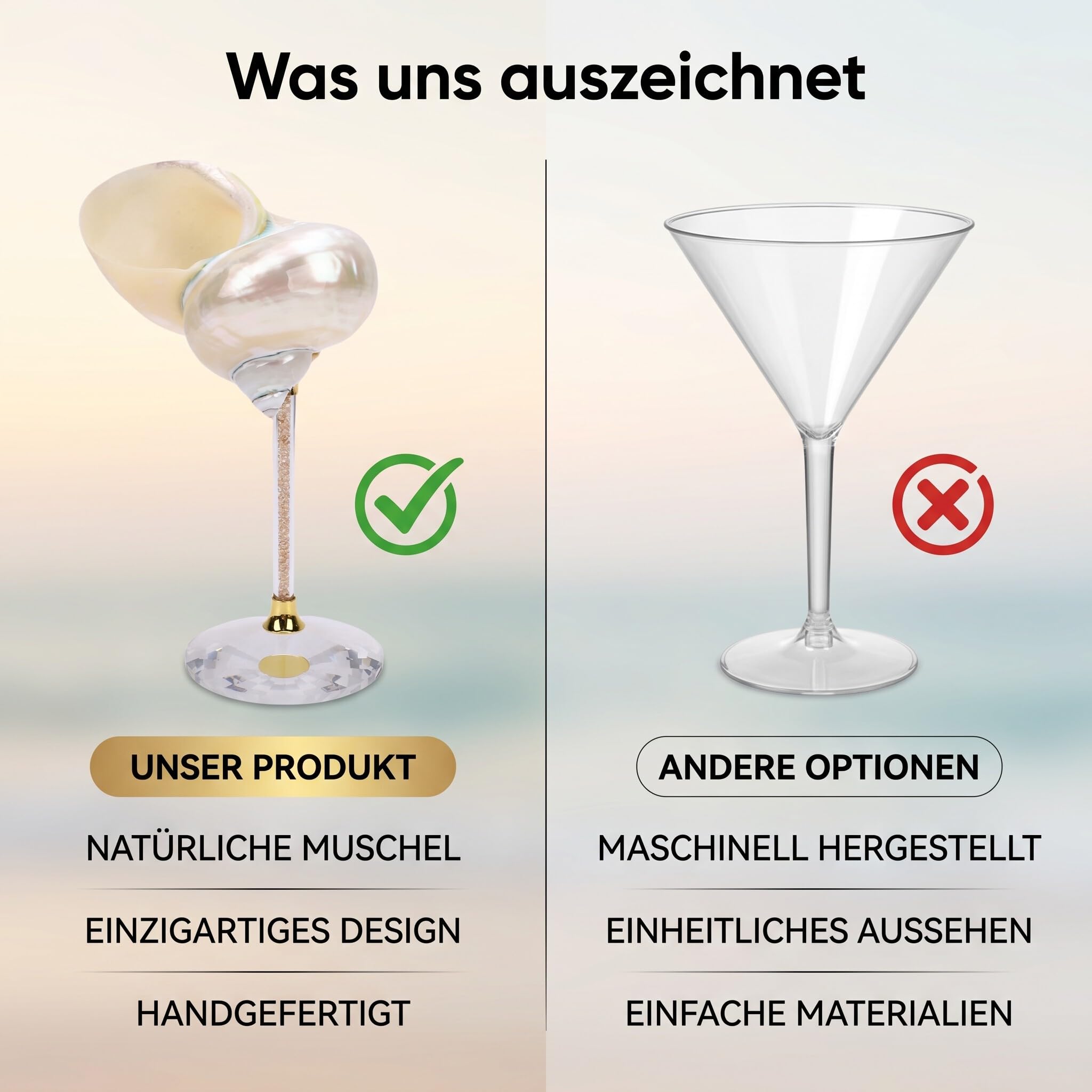 Verre à vin Coquillage Plastique Fait Main Décoratif Blanc