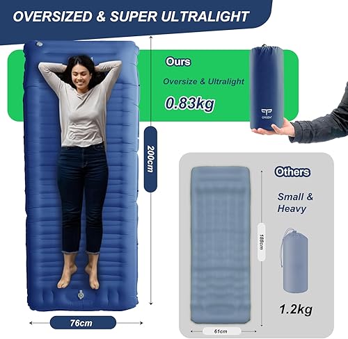 Miniatura 3 de Origem Colchoneta de dormir autoinflable para campamento, tapete de campamento ultra grueso de 5.5 pulgadas con bomba incorporada, tapete