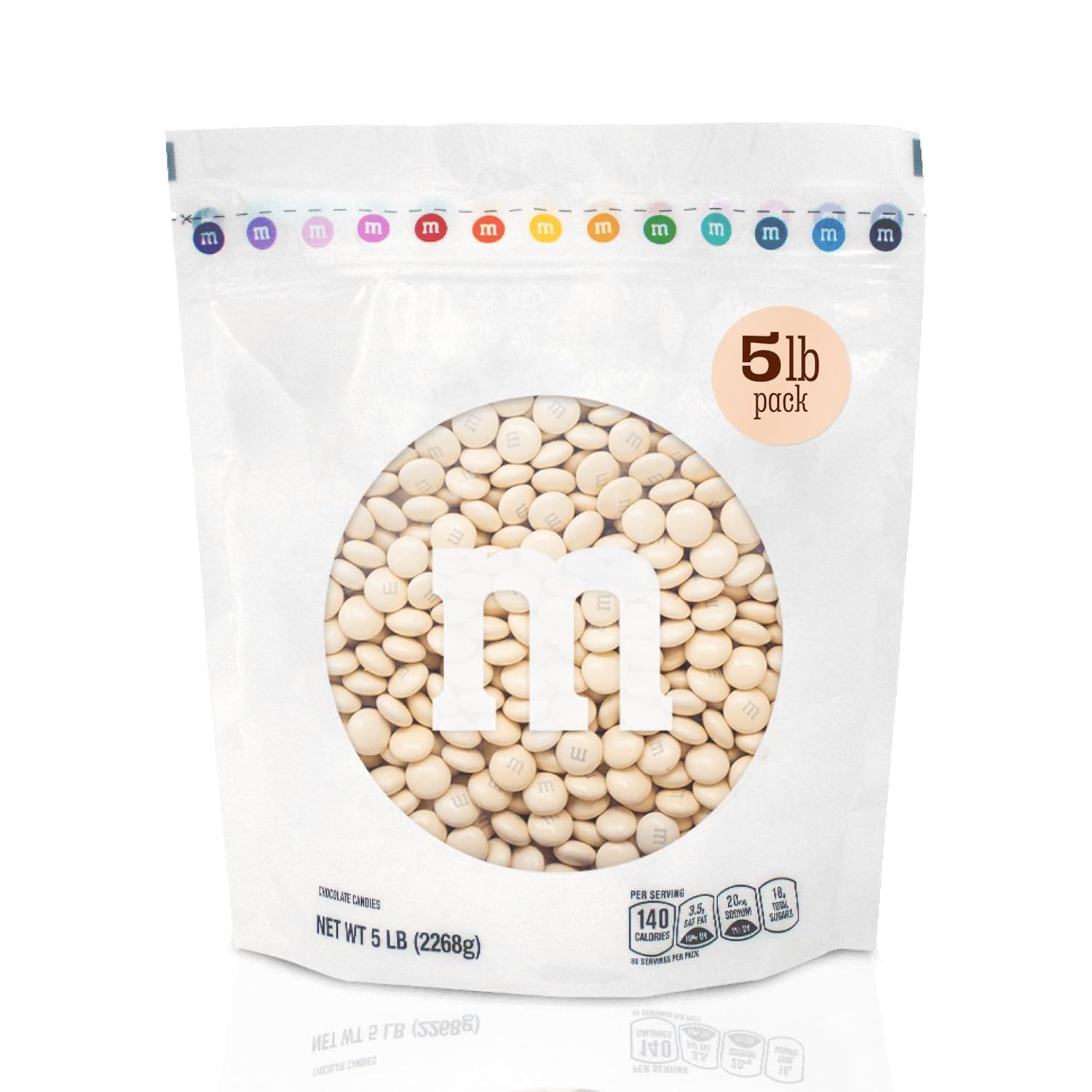M&MS WORLD Cream Milk Chocolate Candy - 5lbs of Chocolate Candy Bulk in a Resealable Pack, For Weddings, Graduations, Birthday Party Favors, Desserts & More