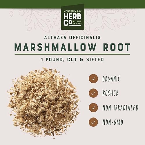 Miniatura 2 de Monterey Bay Herb Co. Raíz de malvavisco orgánico  Mezcla en mezclas de té  Raíz de mortificación, raíz de truco, hierba dulce  Corte y tamizado 1