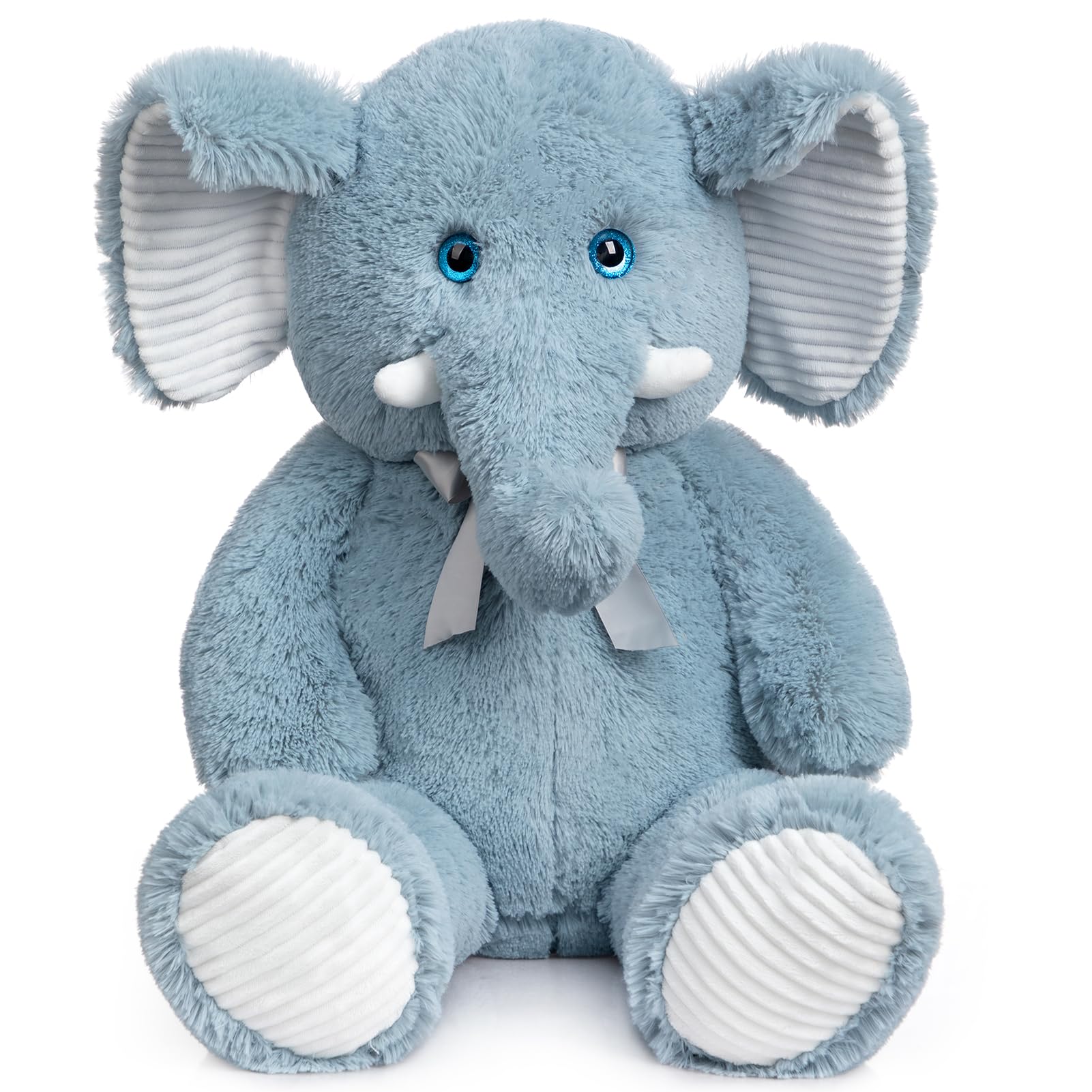 BEJOY XXL Large Elephant Teddy, Soft Toy with 3D Eyes, Big Teddy Bear for Children, Blue, 100cm