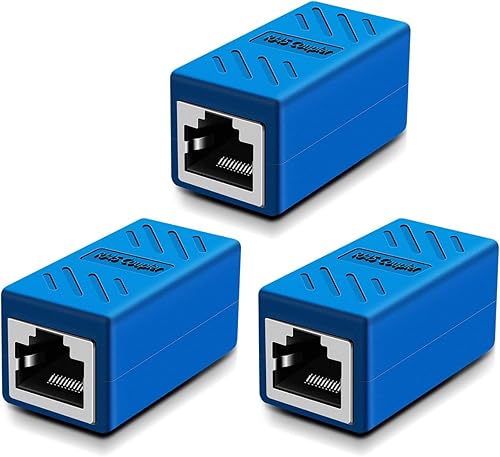 Paquete de 3 acopladores RJ45, conectores Ethernet, para conector extensor de cable Ethernet Cat7/Cat6/Cat5e/Cat5, hembra a hembra, azul