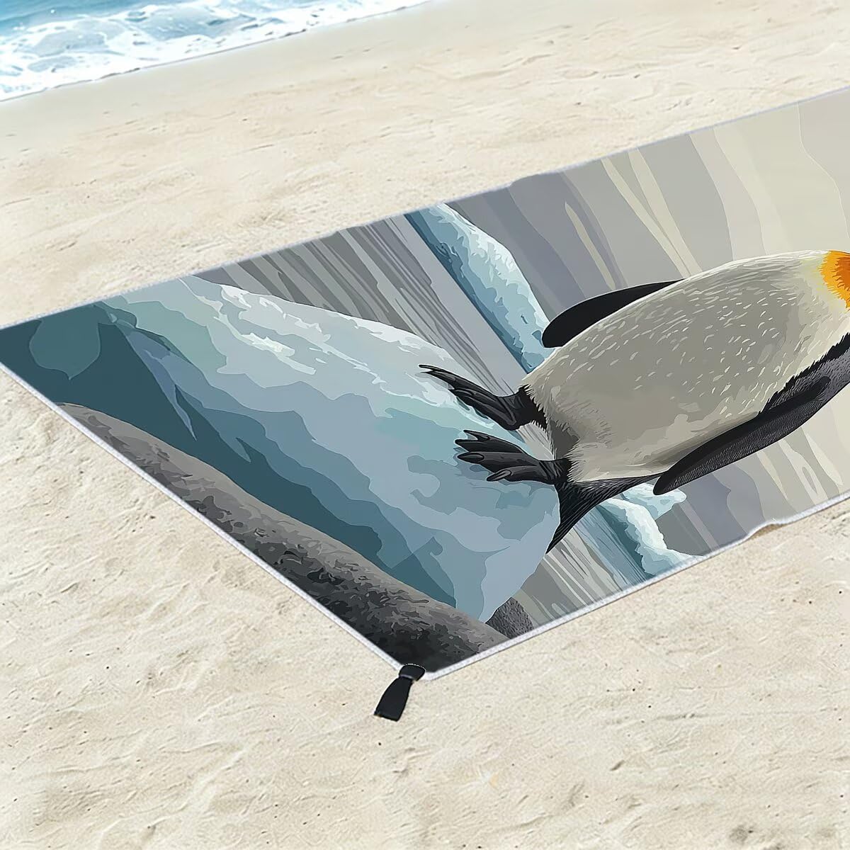 Telo Mare Microfibra, Telo Mare Grande 90x200cm 2 Pezzi, Asciugamano Palestra Donna Asciugatura Rapida, Antisabbia Asciugamano Microfibra, Leggero Asciugamani Palestra per Regalo (Pinguino) -4170