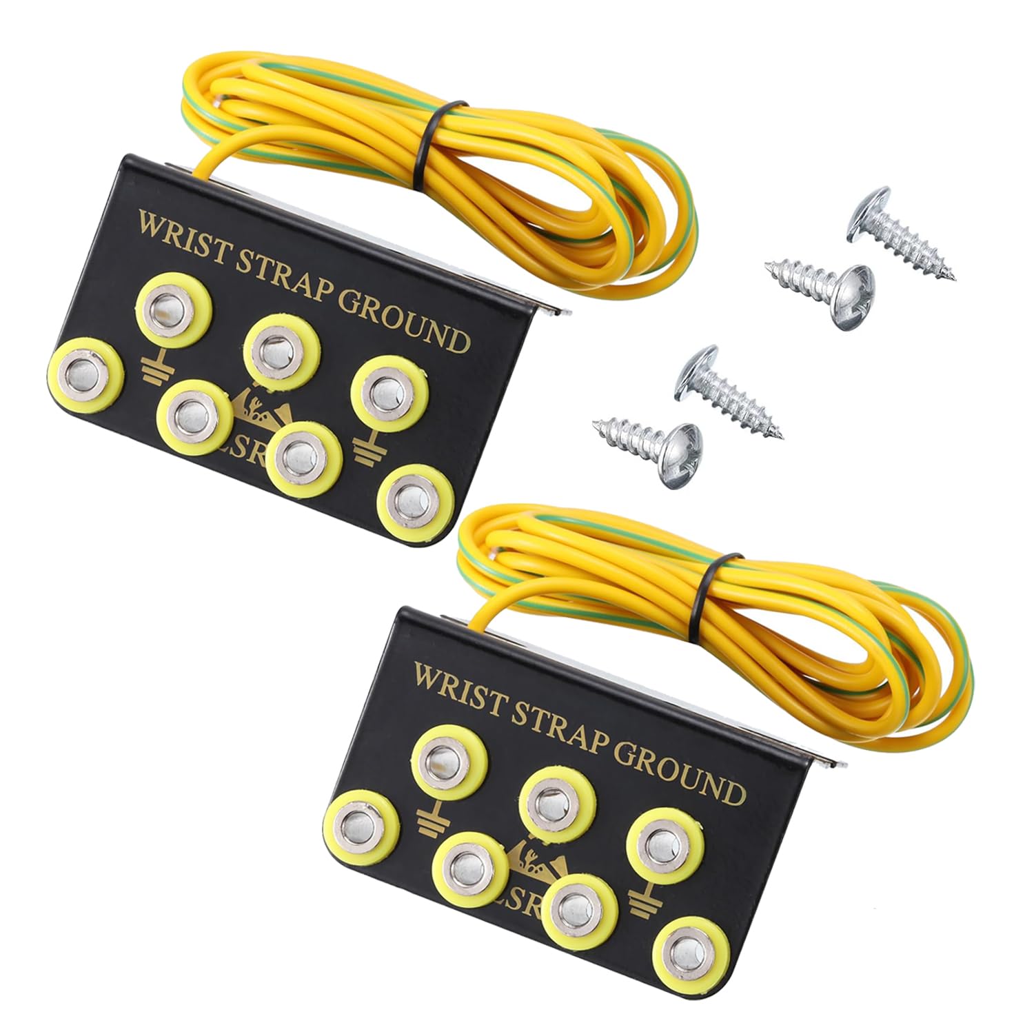 7-Port ESD Wrist Strap Grounding Kit with 5.9 ft Terminal Cable and Anti-Static Socket Connector, L-Shaped Aluminum Hub with 1 MΩ Resistors, Static Protection for Electronics Workbench(7-Port(2Pack))