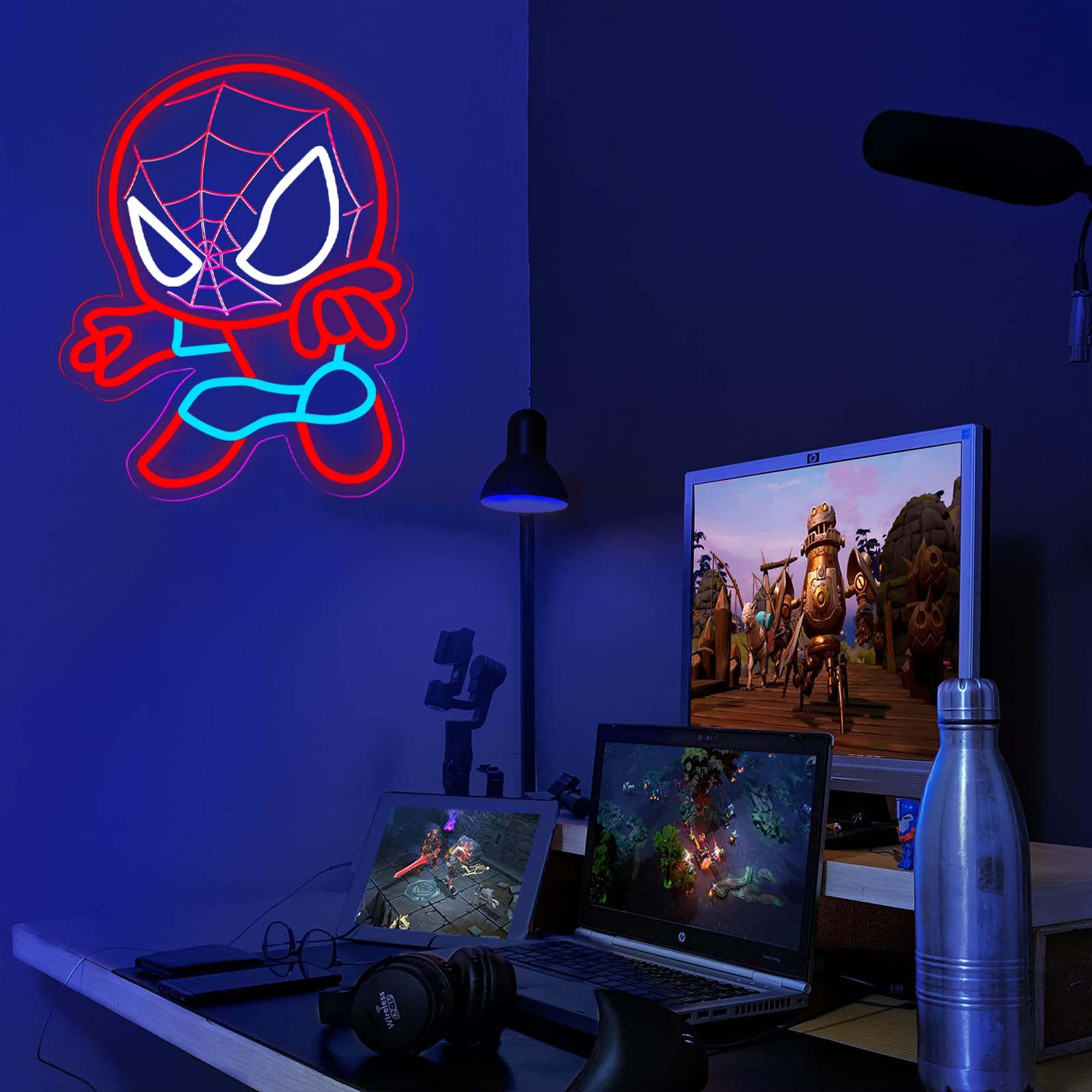 Panneau néon LED en forme d'araignée pour décoration murale, affichage lumineux à intensité variable, décoration de chambre d'enfant, salle de jeux, 30,5 x 40,9 cm