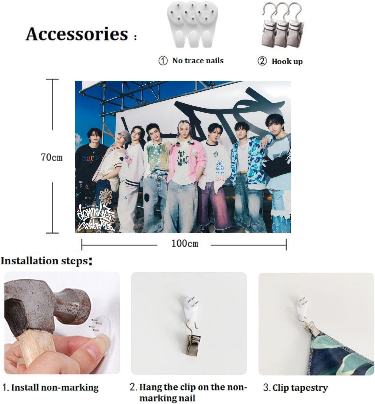 MeiYiYou STRAY-K Tapestry Wall Hanging Birthday Party Background Banner for Living Room Bedroom Dorm Decoration (40x28Inches-Colorful) - Image 2