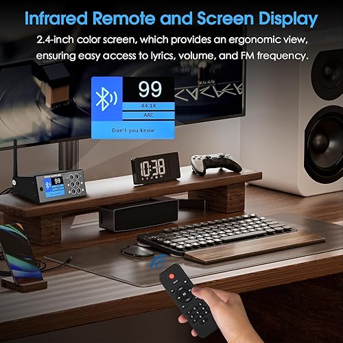 Miniatura 5 de Douk Audio B1FM Bluetooth 5.1 Receptor DAC, reproductor de música estéreo de alta fidelidad con LDAC y aptX HD, radio FM premium, salidas digitales