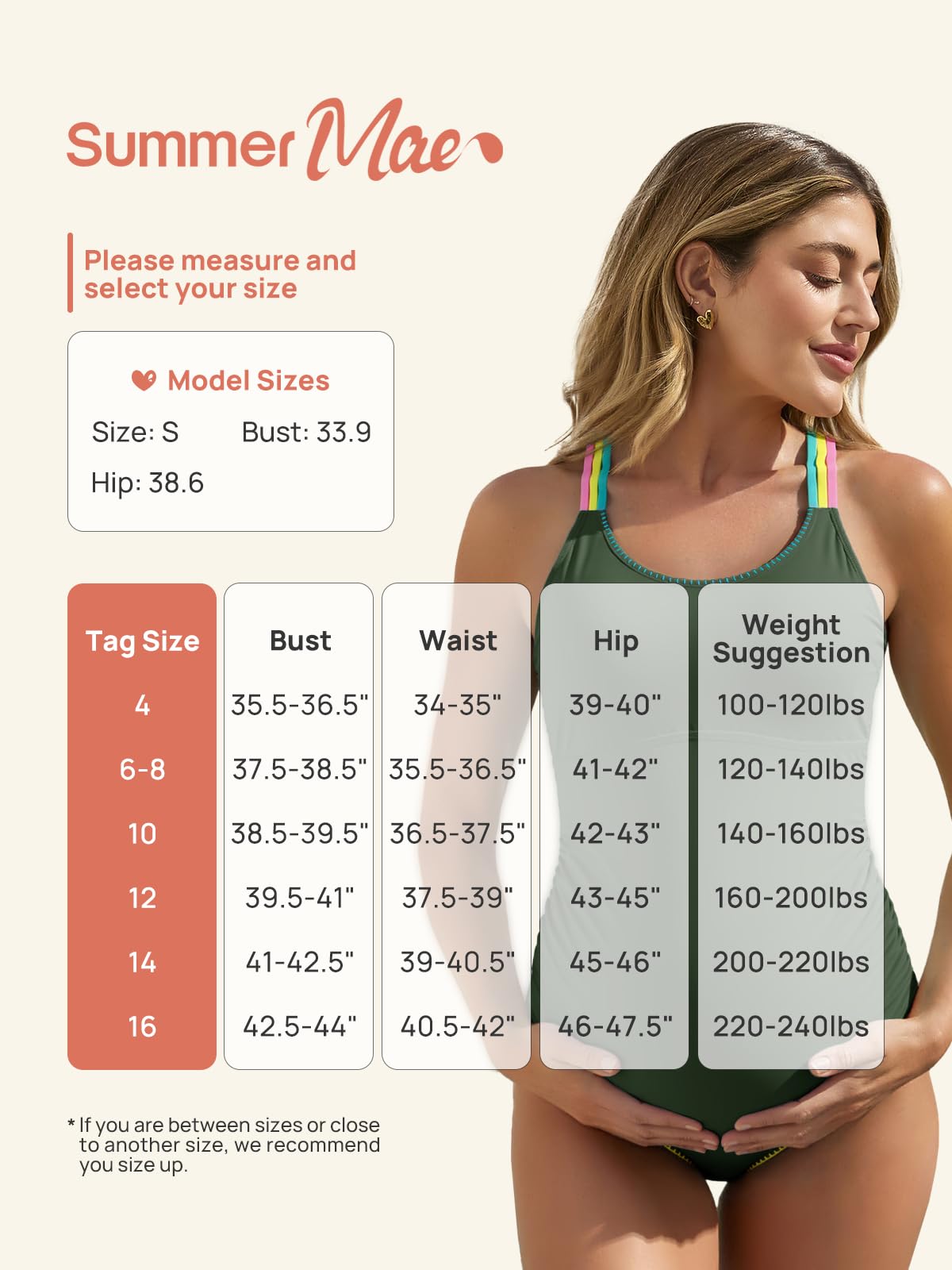 Summer Mae Einteiliger Umstands-Badeanzug, dreifach bunte Träger, gewellter Rand, hohe Taille, Schwangerschafts-Bademode