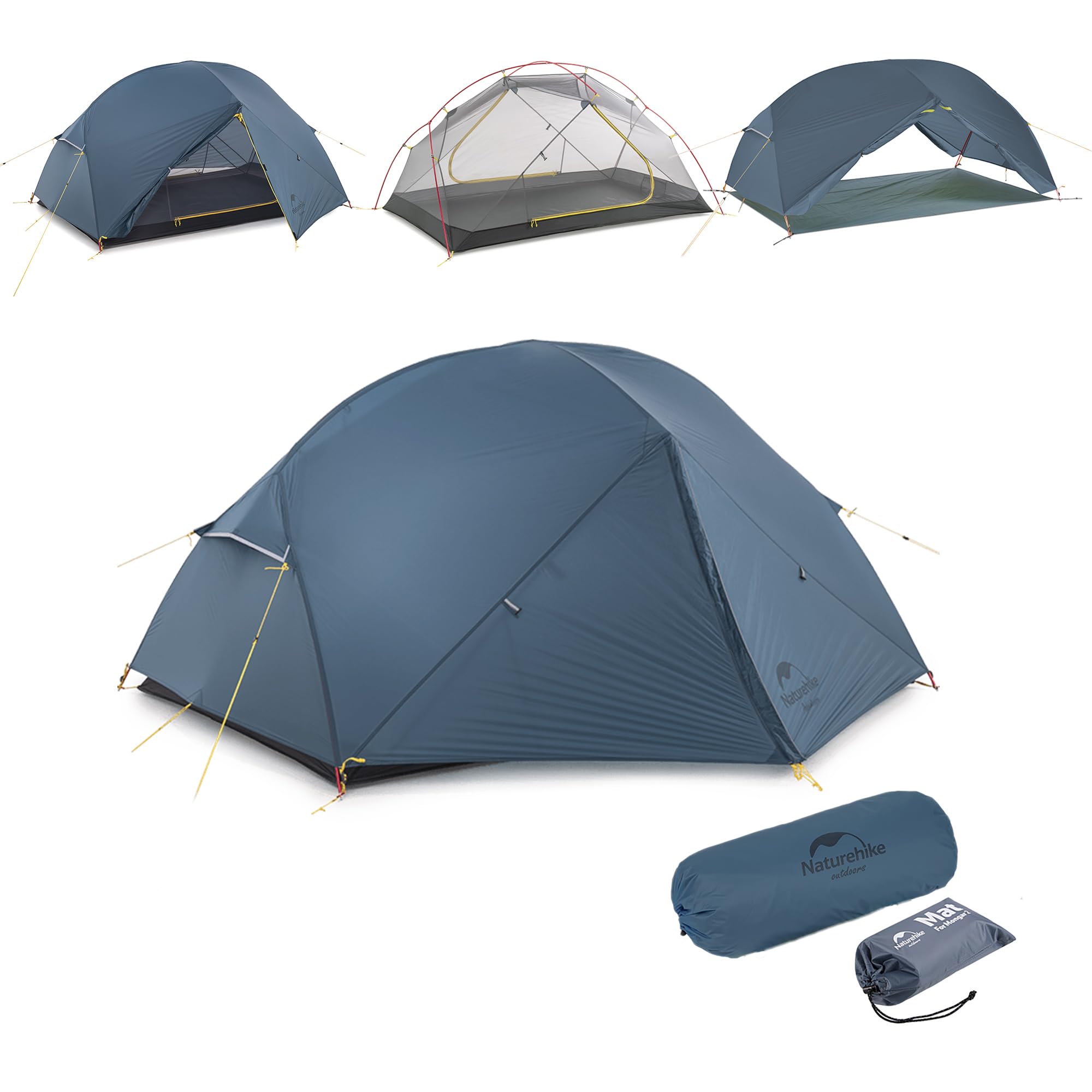Naturehike Mongar ultralekki namiot kempingowy 1,57 kg, dla 2 osób, wodoodporny PU2000+, wiatroszczelny, dwuwarstwowy, na wędrówki, kemping