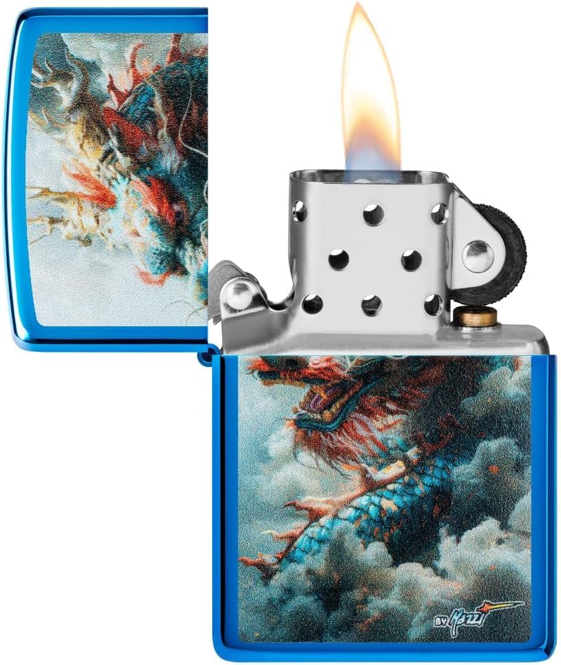 Encendedor Zippo con grabado personalizado Dragon azul miniatura 7