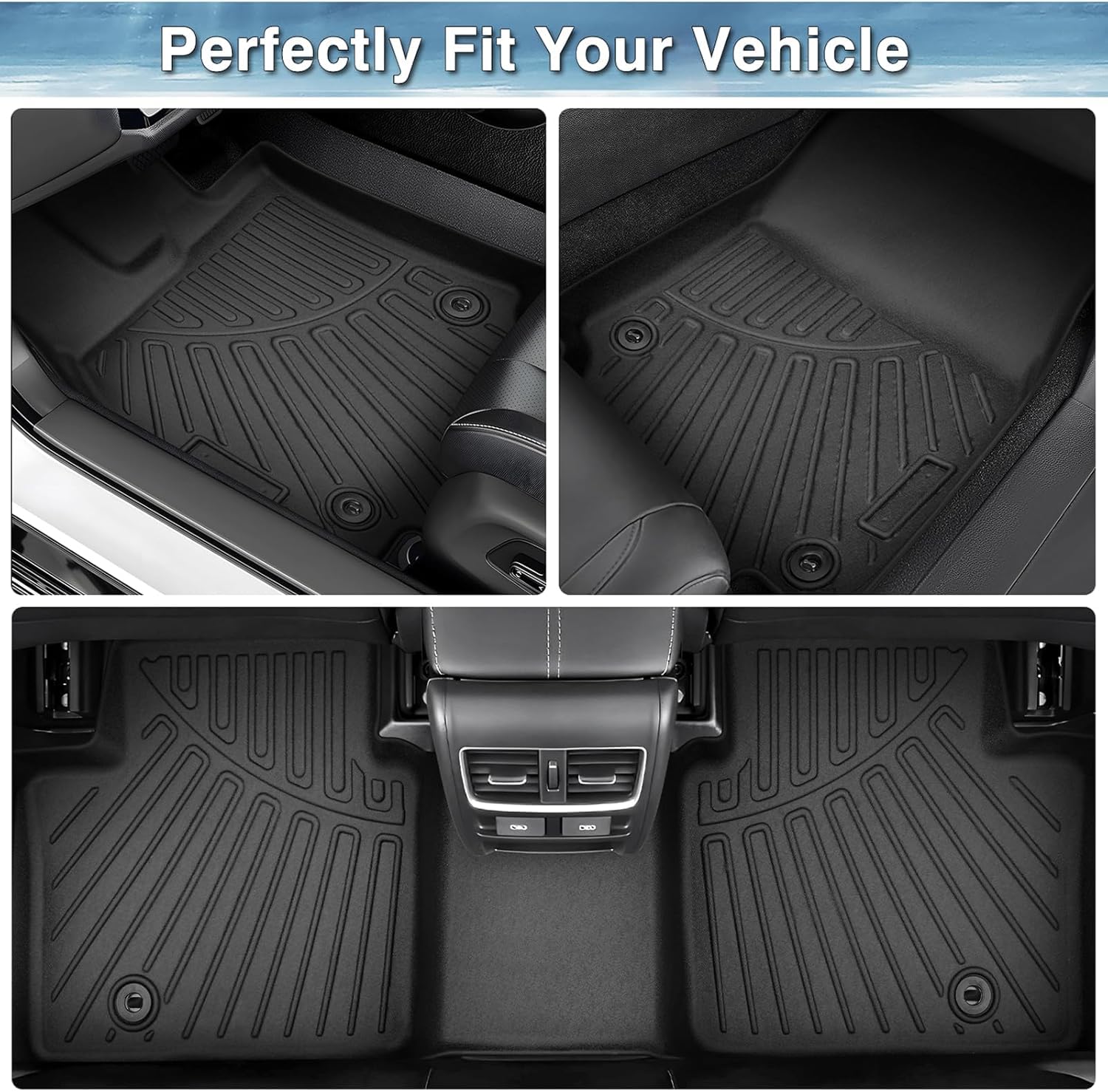 Mixsuper F150 Floor mats-Floor mat for Ford F150 SuperCrew 2021-2024 (Fit Rear Seat Without Under-Seat Fold Flat Storage),All Weather TPE Floor Liners Protection for F150 Accessories, Car Mats, Black
