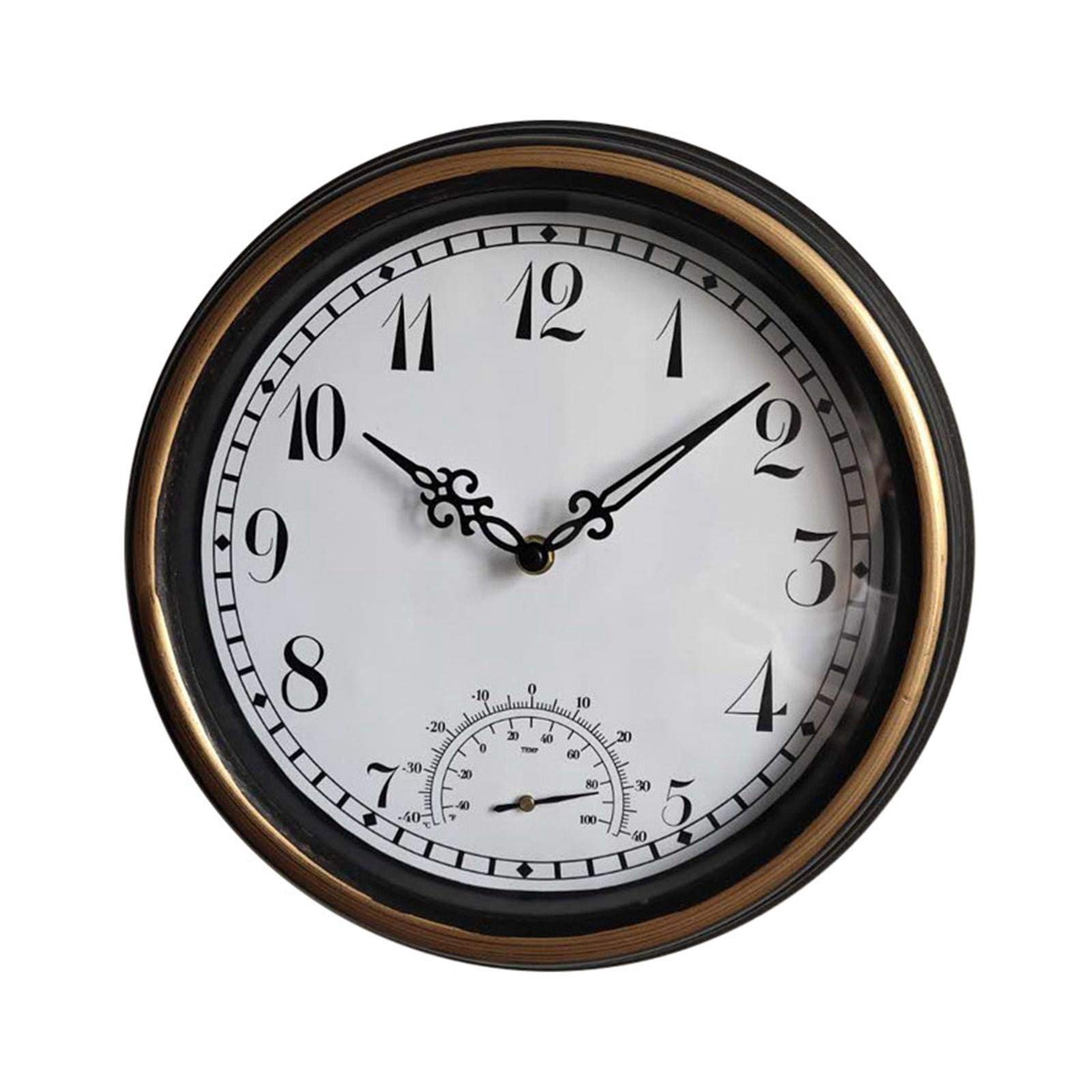Horloges de jardin extérieures imperméables et silencieuses de 12''