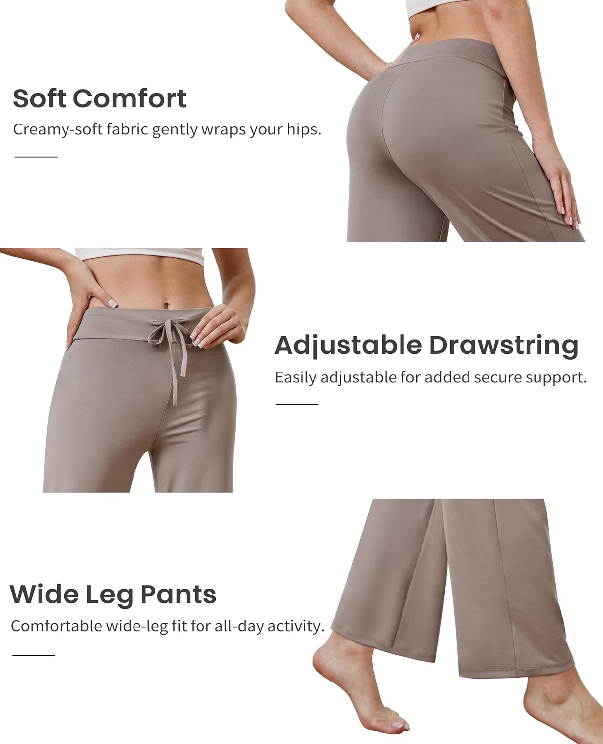 VALANDY Creamlush Wide Leg Pants Woman Drawstring Pajamas Lounge Pants Loose Comfy Sleepwear Casual Yoga - Image 4