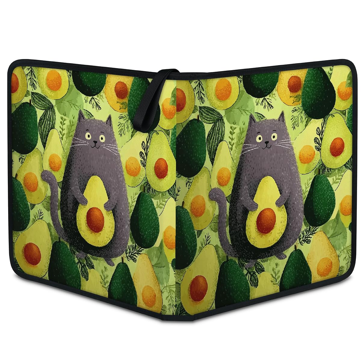 Mexpekil Avocado Cat (2) Raccoglitore di carte con 9 tasche con 50 pagine a caricamento laterale, cartellina per 900 carte, con cerniera, impermeabile, porta carte