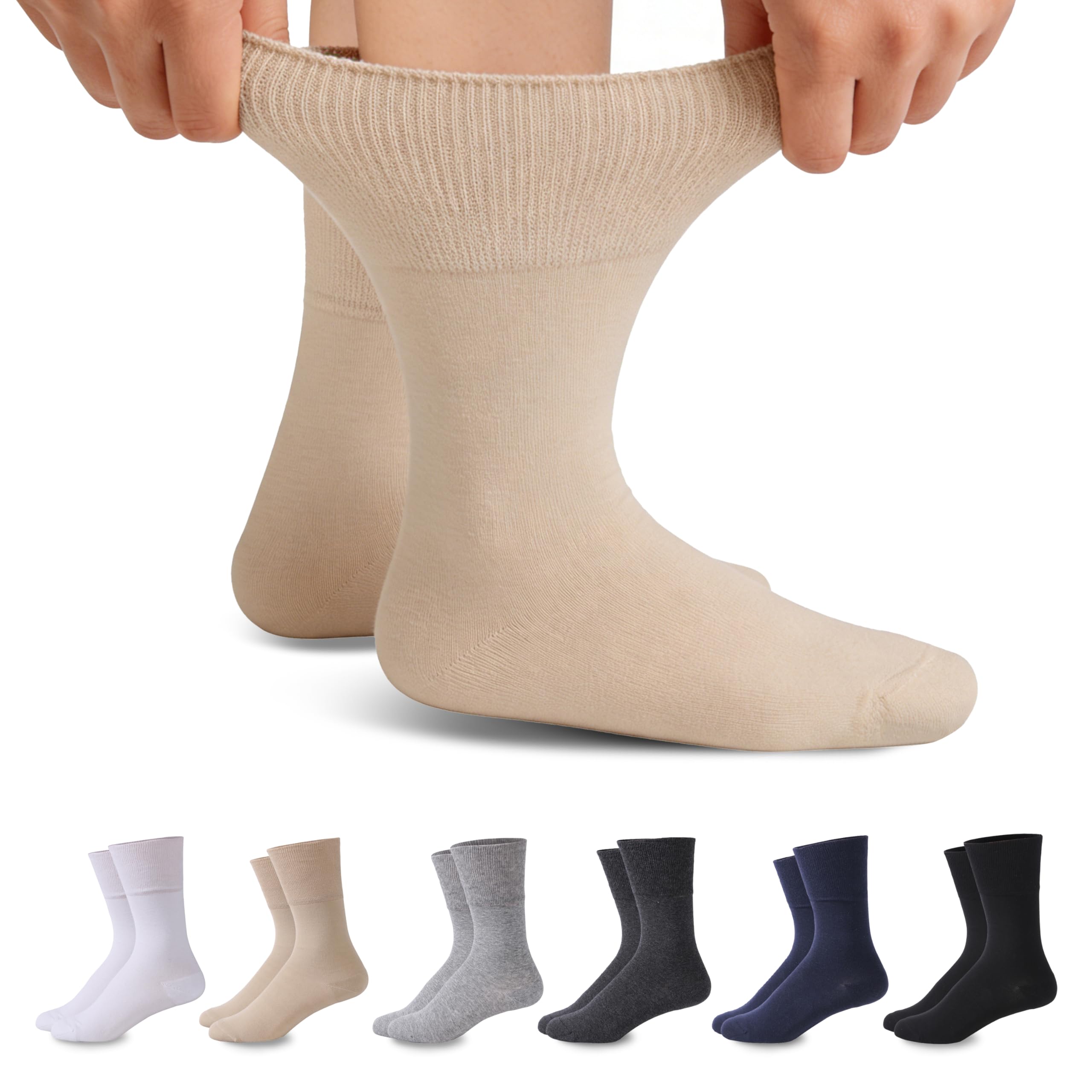 Forcool Non-Binding Cushion Crew Cotton Diabetic Socks