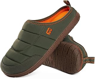 LongBay Mens Slip on Slippers Two-Tone Indoor Outdoor House Shoes Memory Foam Camping Garden