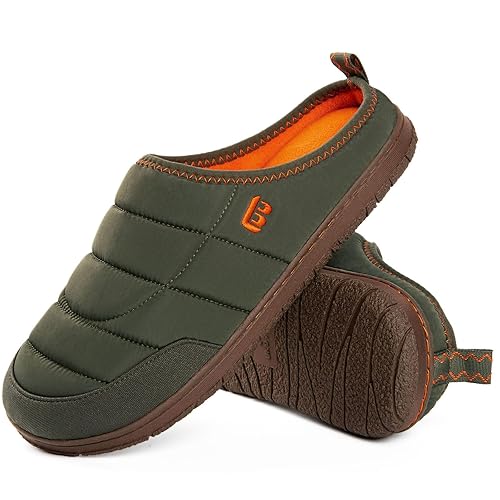 LongBay Mens Slip on Slippers Two-Tone Indoor Outdoor House Shoes