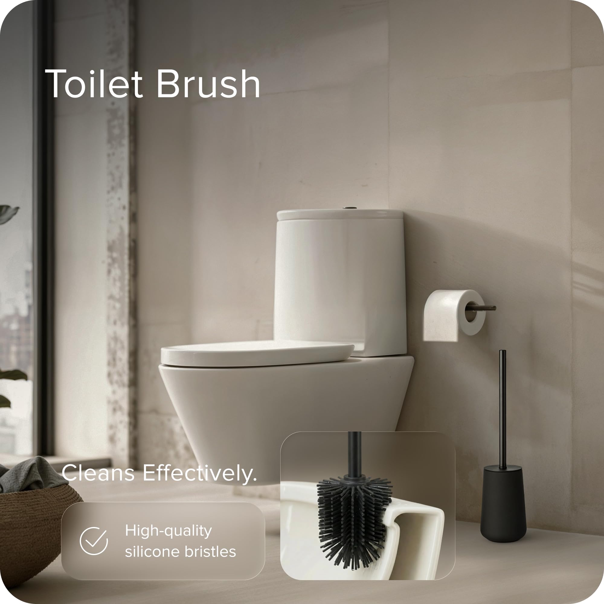 blackswedenhome. Zestaw łazienkowy czarny - wysokiej jakości zestaw ceramiczny - dozownik mydła czarny, kubek do mycia zębów, szczotka do toalety - nordycki design, akcesoria łazienkowe matowe