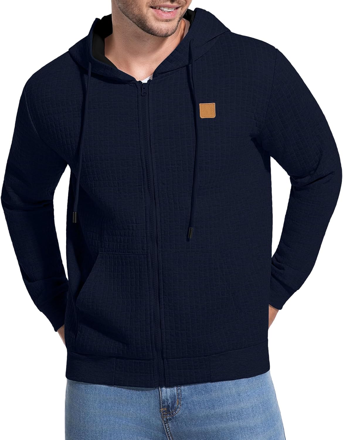 Aiyino Men's Zip Up Hoodie Lightweight Hooded Sweatshirt Jackets With Kanga Pocket - Image 2