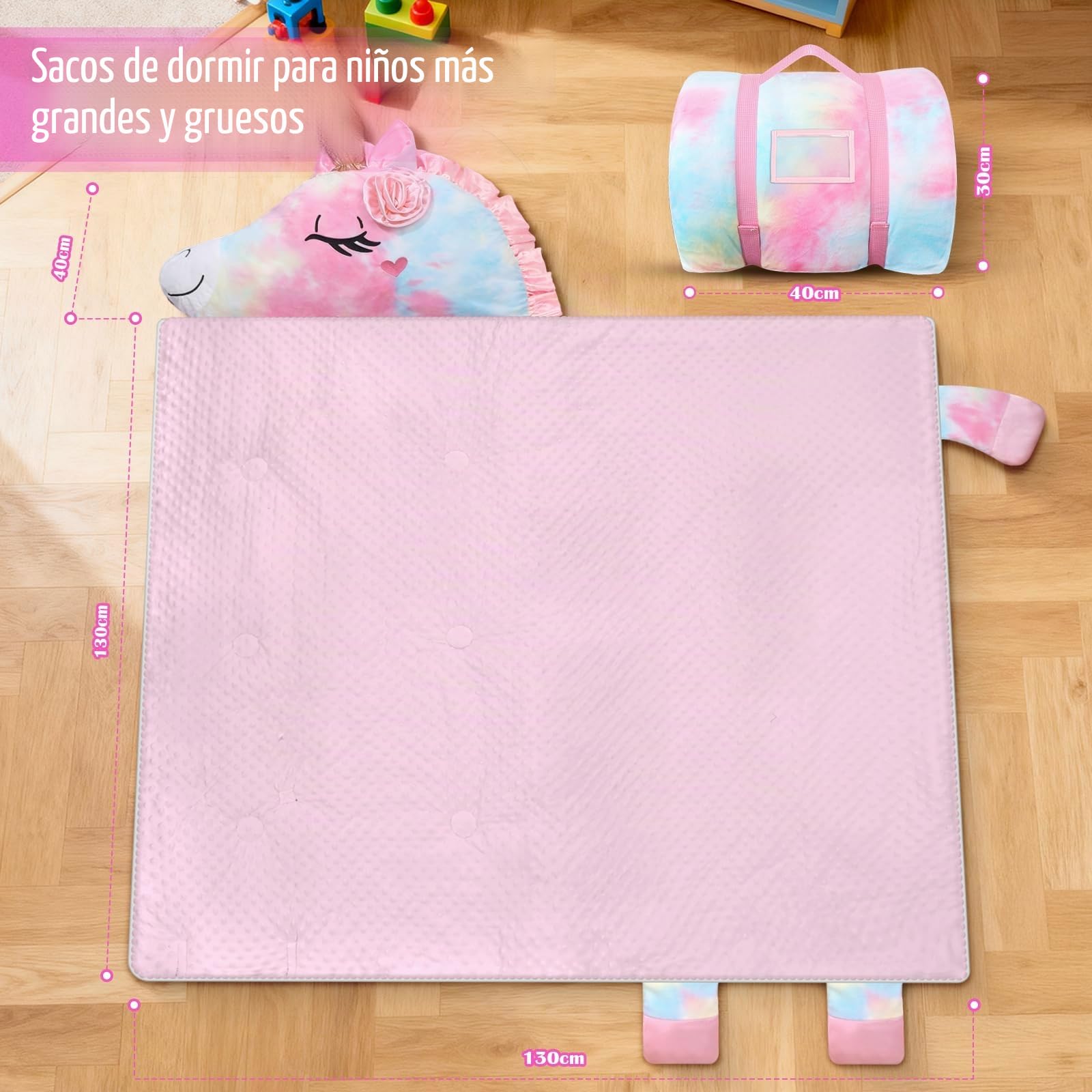 Saco de Dormir Niños Ultraligero con Cojín Desmontable, Elefante Forma Warm Felpa Plegable Saco Dormir Bebé para Niñas y Niños, Interior al Aire Libre y Camping, 170x70cm, Azul