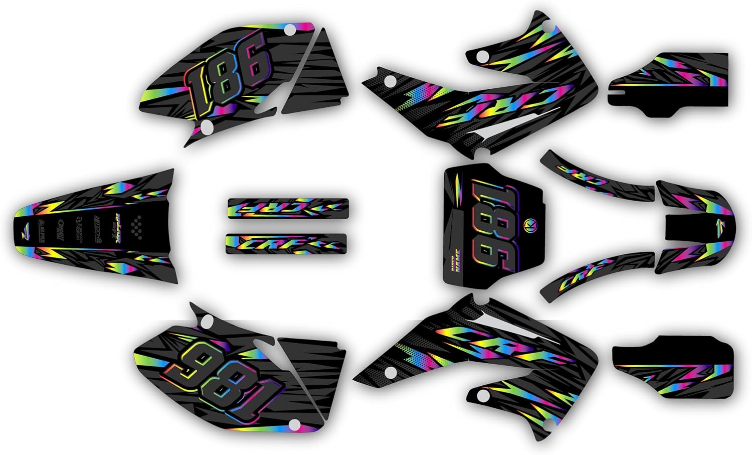 Graphics Kit for Honda CRF450R (2002-2004) Twitch Series Rainbow 21 Mil - Pro Edition - Dirt Pit Bike Motorcycle Sticker, Dirtbike Racing Decal Motocross Accessories no-Plastics
