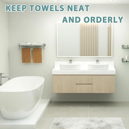 Miniatura 4 de Alise Toalleros de 28 pulgadas para baño, toallero montado en la pared con barras de torre, estante de baño de acero inoxidable SUS 304, toallero de