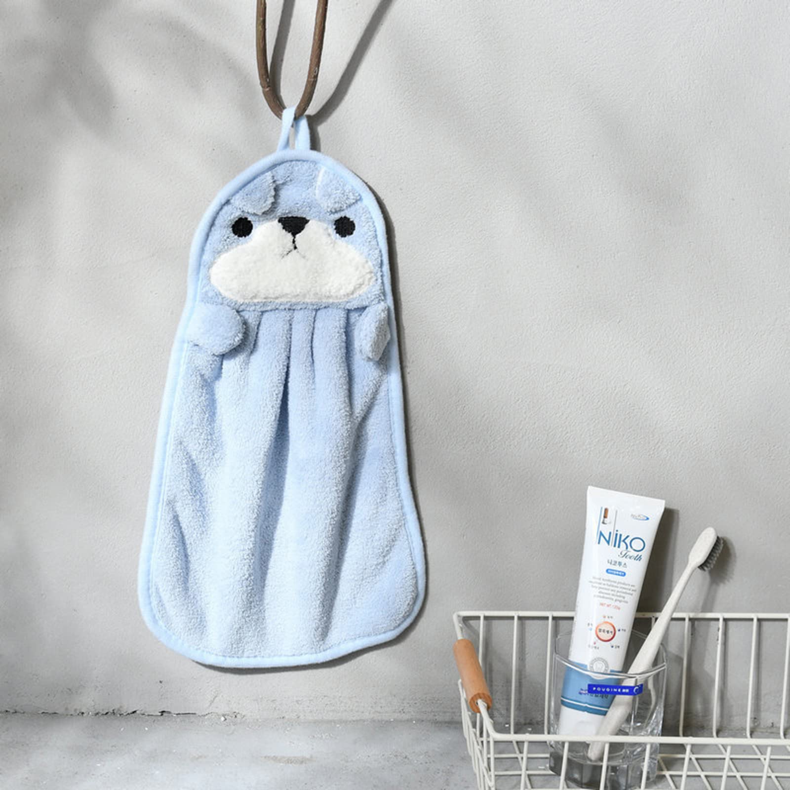 Pinsheng 3 Pièces Essuie-Mains Animal Mignon Avec Boucle De Suspension, Serviette De Toilette Enfant Essuie, Serviette De Dessin Animé Absorbantes, Serviettes De Visage, Pour Cuisine Salle De Bain