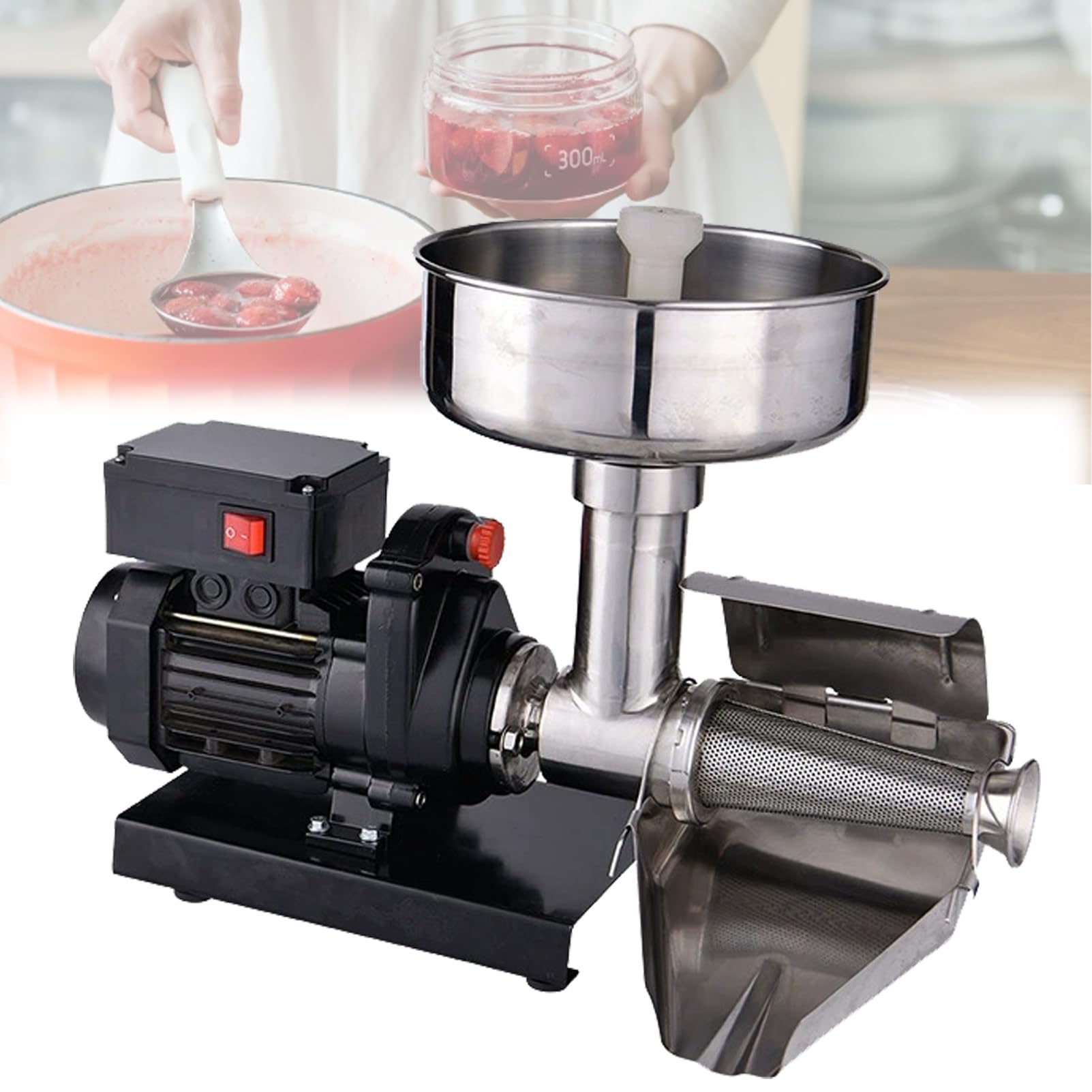 JKJZSALJ Electric Tomato Strainer And Sauce Maker, 220V 450W Stainless Steel, For Homemade Jams And Fruit Pressing,Shell