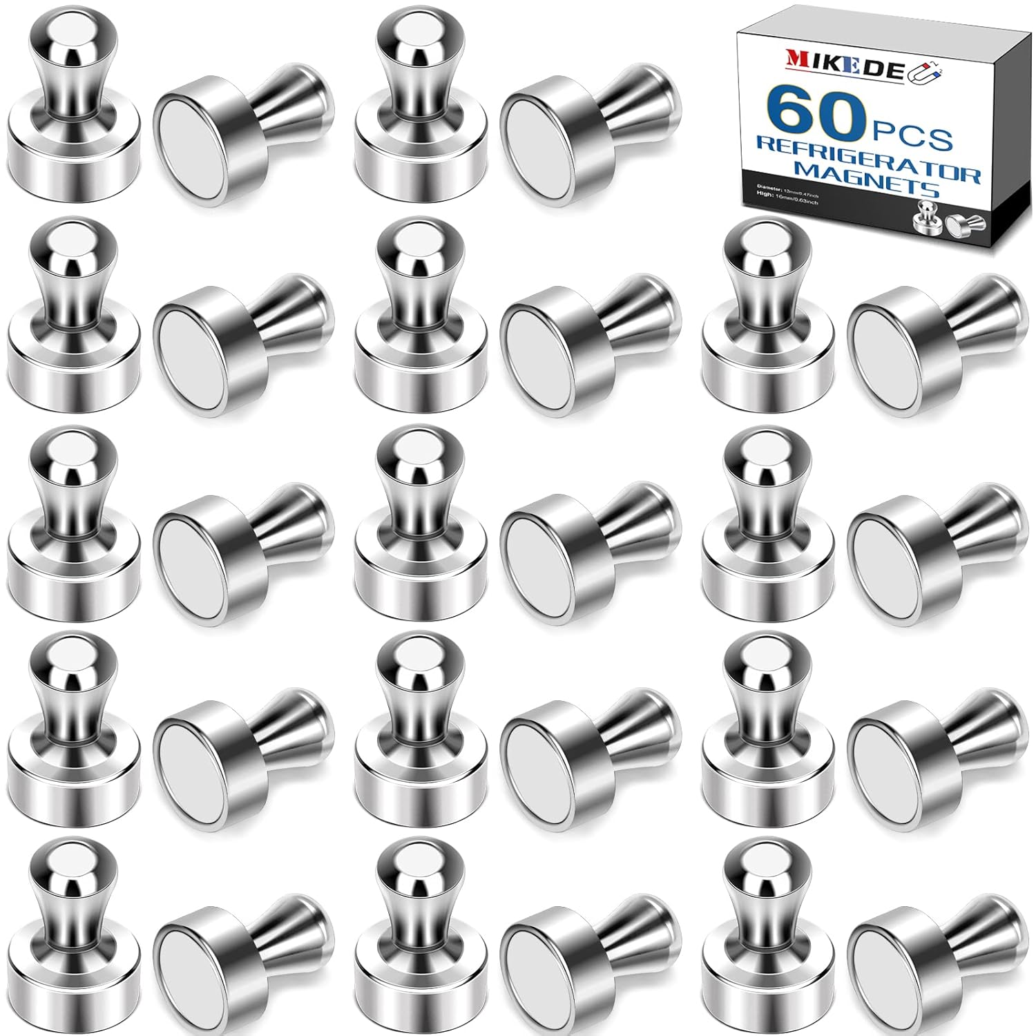MIKEDE Whiteboard 60 Pcs Strong Push Pins for Whiteboard, Neodymium