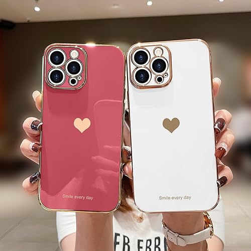 Miniatura 9 de Teageo Funda para iPhone 13 Pro para mujeres y niñas, diseño de corazón de amor, cubierta trasera suave, protección completa de la cámara,