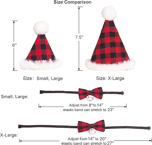Miniatura 5 de ADOGGYGO Bandana de Navidad para perro, pajarita, pañuelo de Navidad a cuadros rojos para perro, bufanda triangular para perro, accesorios de