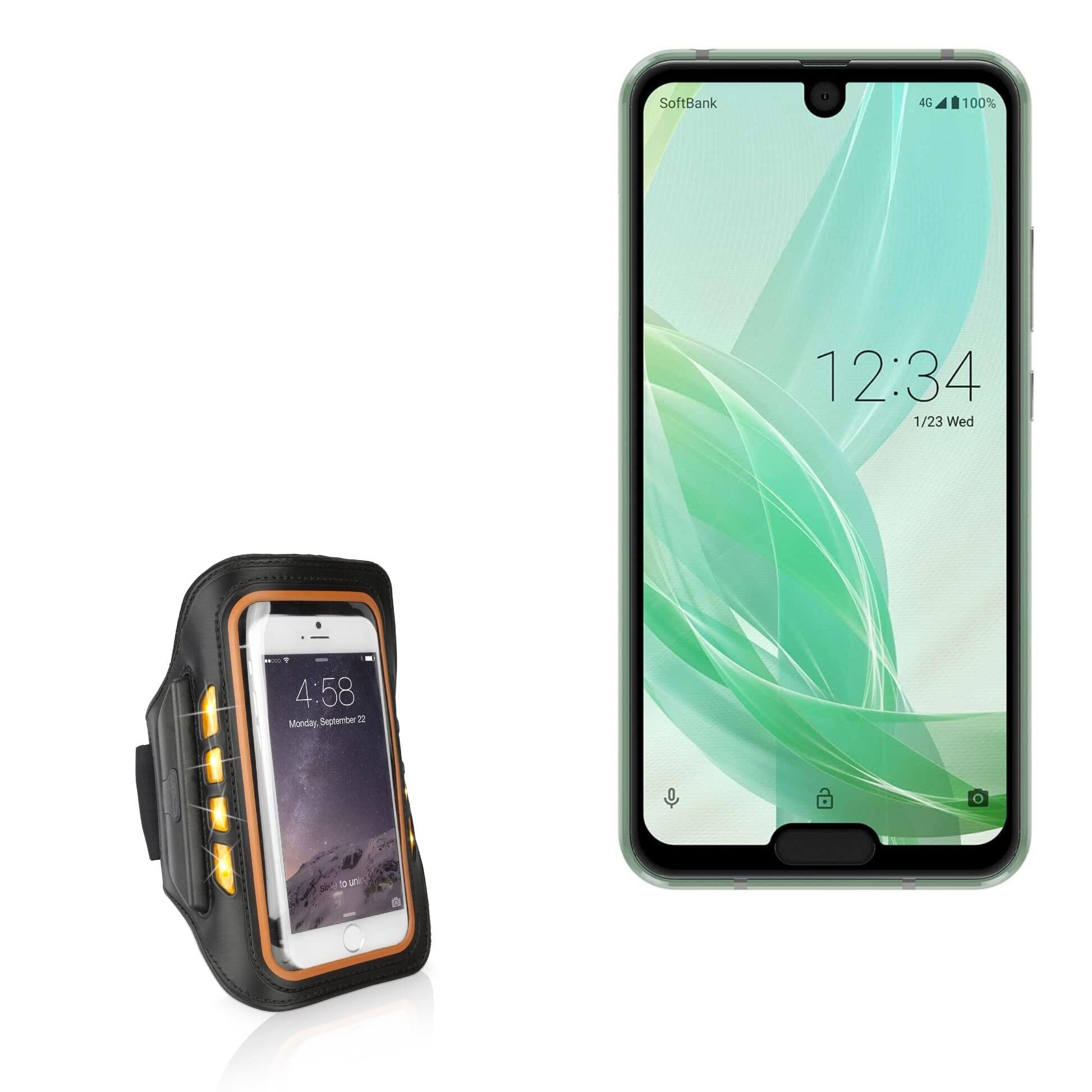 BoxWave Case Compatible with Sharp Aquos R2 Compact - JogBrite Sports Armband, High Visibility Safety Light LED Runners Armband - Bold Orange