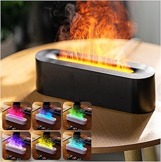 NENAGGE Flame Diffuser Humidifier 7 Flame Colors, 3 Timer Up, Essential Oil Aroma Therapy Diffuser with Waterless Auto-Off Protection,Fire Air Diffuser for Home, Office, Bedroom, Black