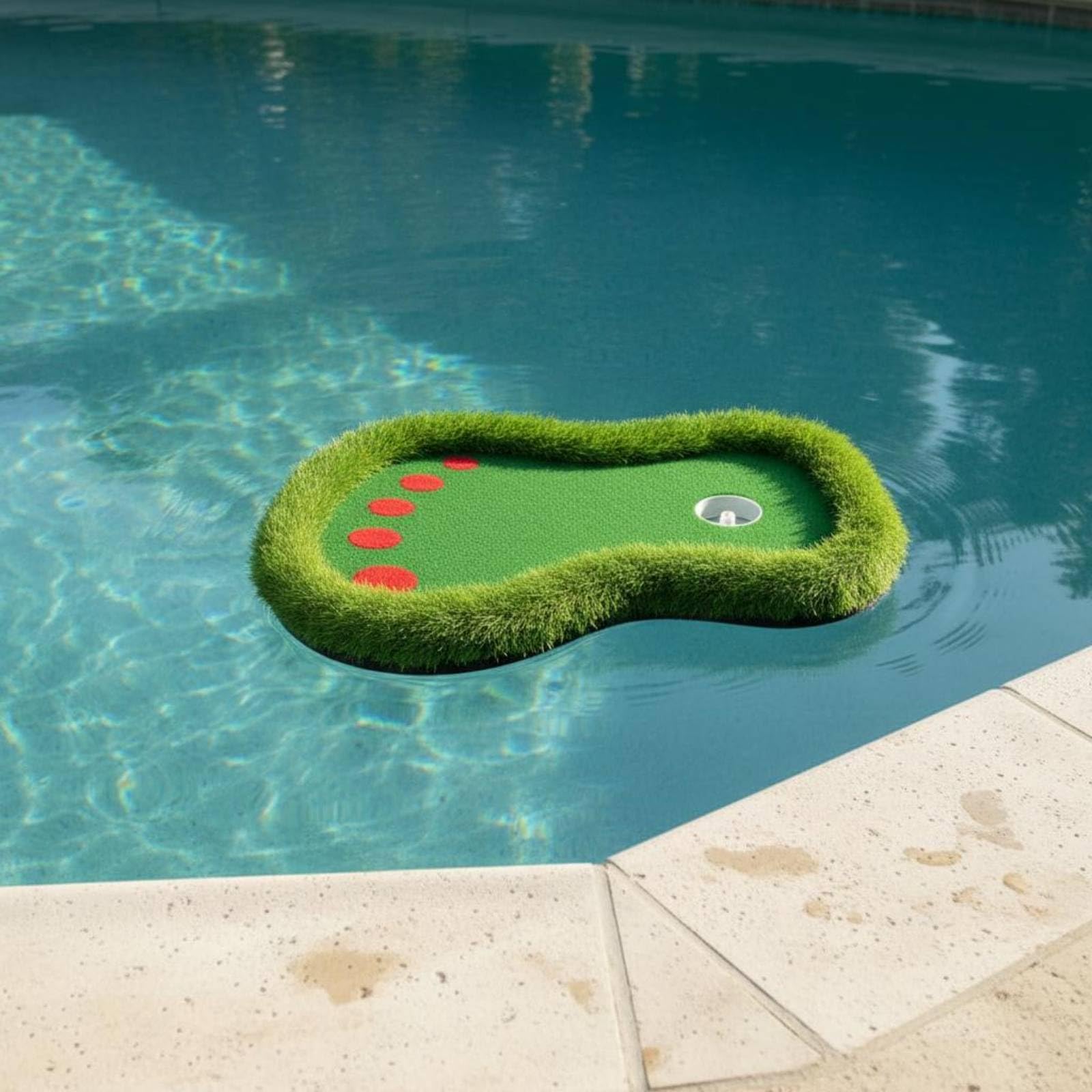 Green Galleggiante Golf Portatile Tappetino da Golf Galleggiante Forma Piede Attrezzatura Sportiva per Piscina