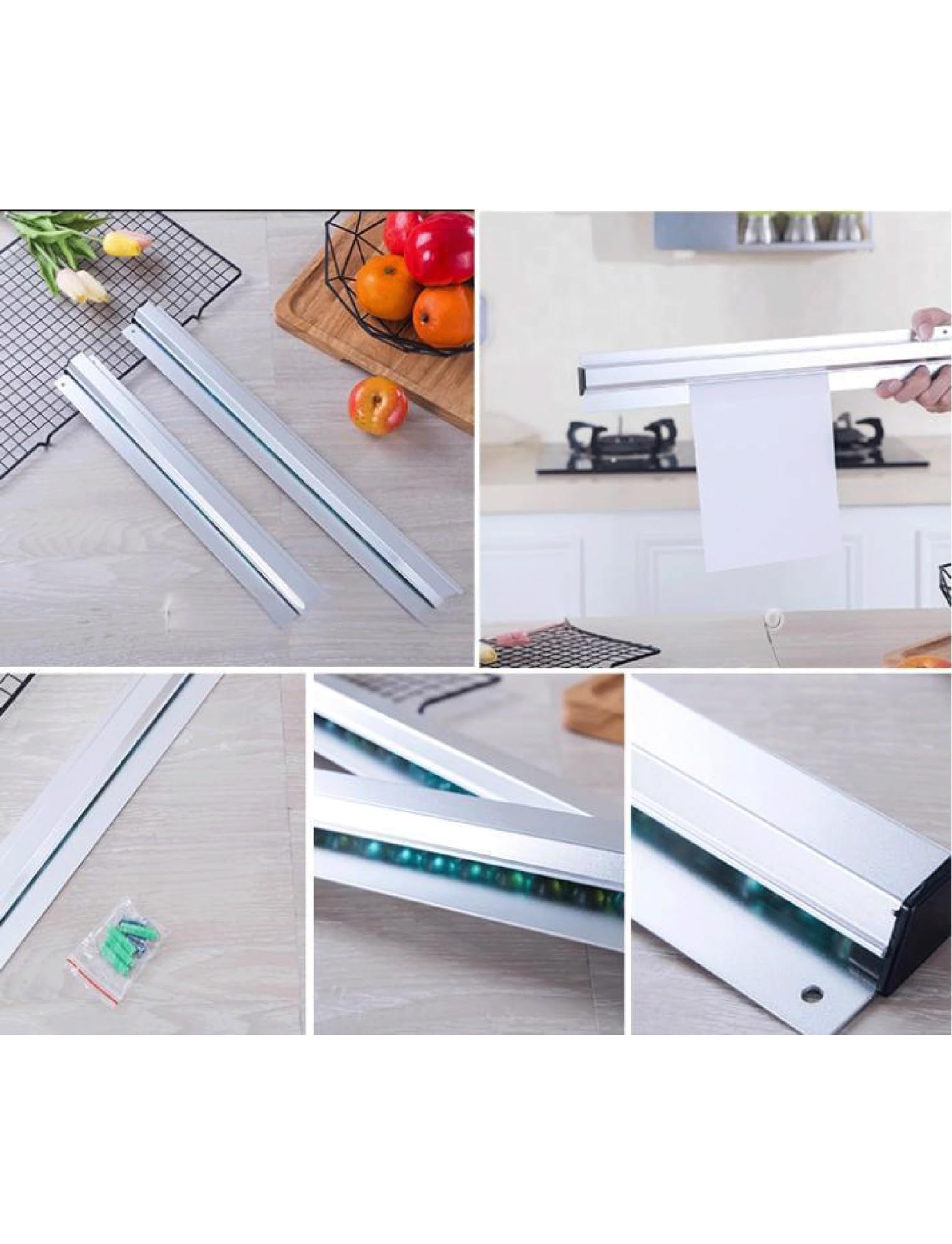 Uchwyt na bilety Tab Grabber, Aluminiowy uchwyt na suwaki do zamówień restauracyjnych, srebrny, 30-90 cm(90cm/35in)