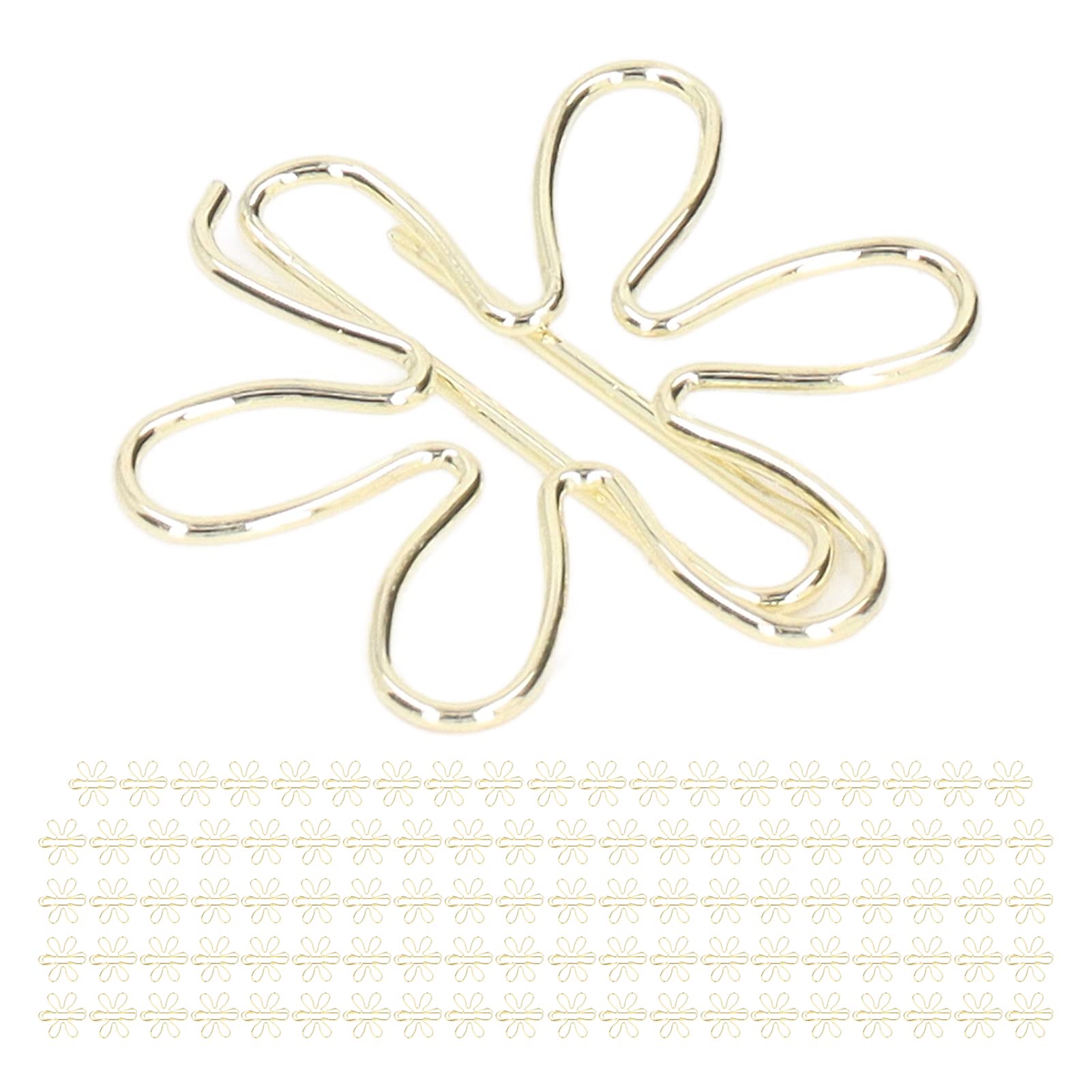 100 szt. Śliczne Złote Mini Papierowe Śliczne Złote Mini Spinacze do Papieru, Kwiatki, Dekoracyjne Spinacze do Papieru Kwiaty Klipsy, Kształty Kwiatów i Grotów Strzałek Spinacze