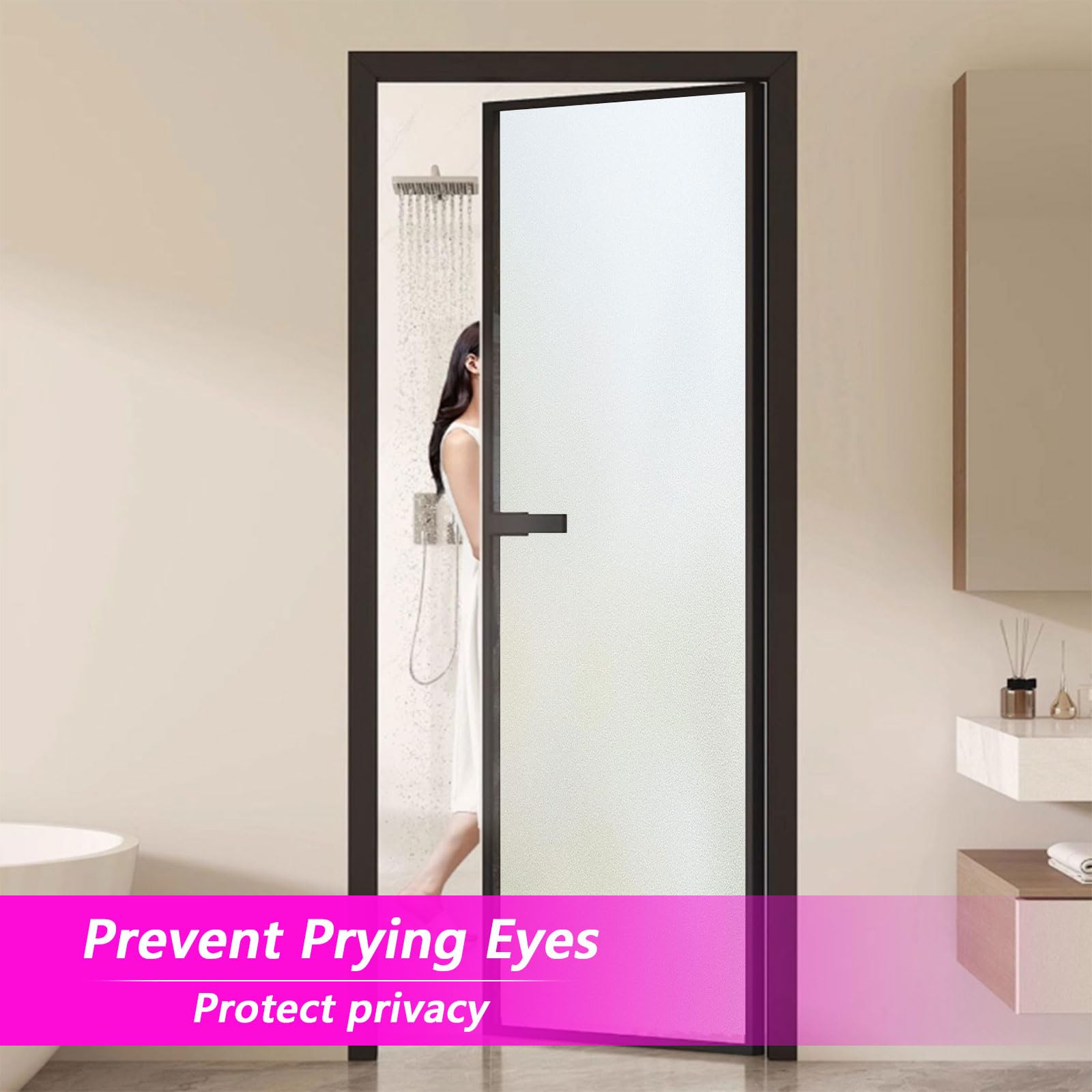 Película de privacidad para ventana, 60 x 340 cm, no adhesiva, estática, esmerilada, pegatinas decorativas para el hogar y la oficina, filtro de luz solar, fácil de instalar, elegante solución de