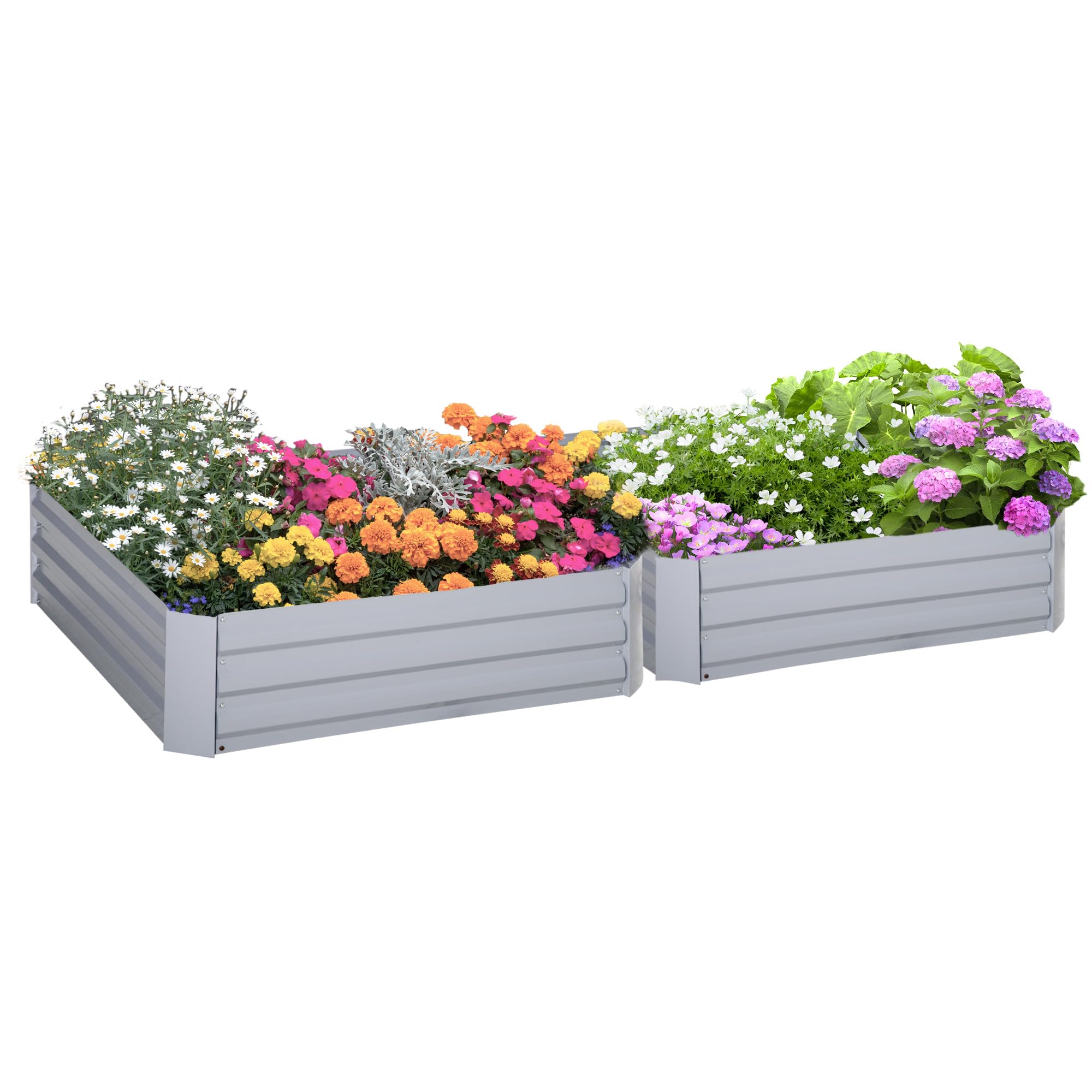 B&Q -  Set Of 2 Raised Garden Bed Galvanised Planter Box Grey