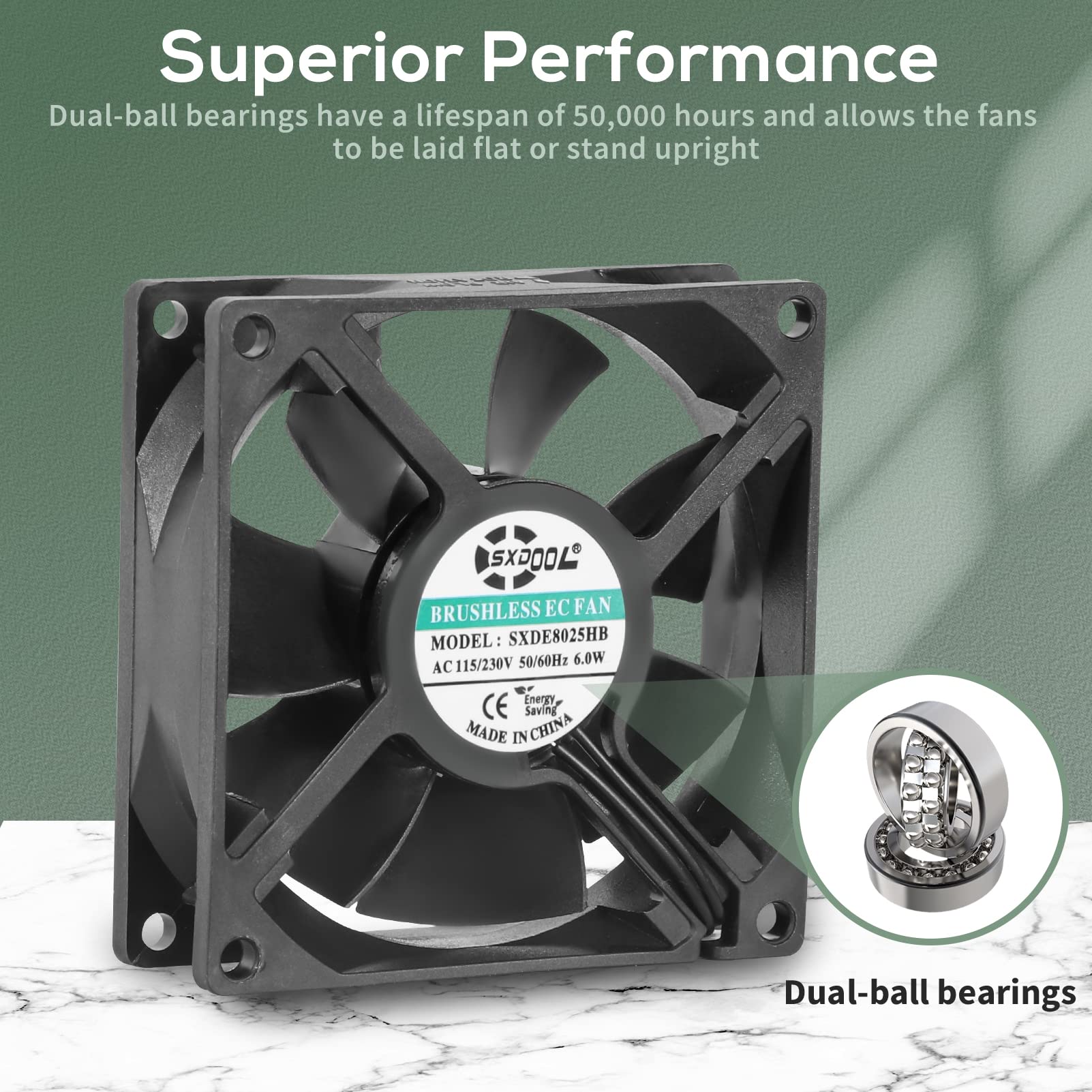 EC 3.150 in 8025 Ventilador de enfriamiento 3.150 in x 3.150 in x 0.984 in AC 110V 115V 120V 220V 240V Rodamiento de bolas dual de alta velocidad 6