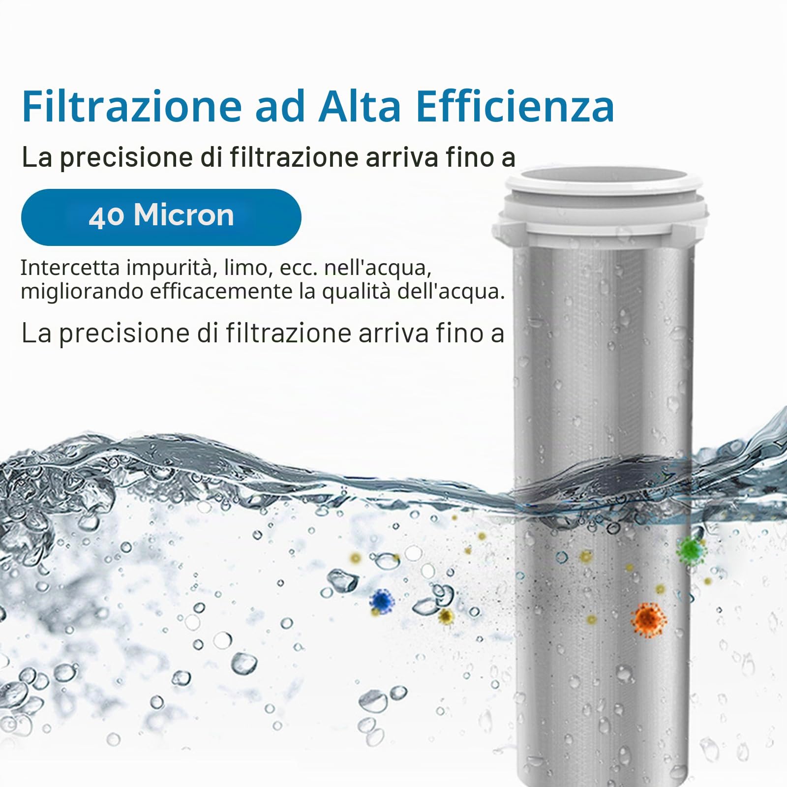 Filtro di riavvolgimento, filtro dell'acqua con manometro, riutilizzabile, filtro sedimenti pre-filtro dell'acqua, filtro per l'acqua per sedimenti di spin down, filtro fine risciacquabile (1 pollice