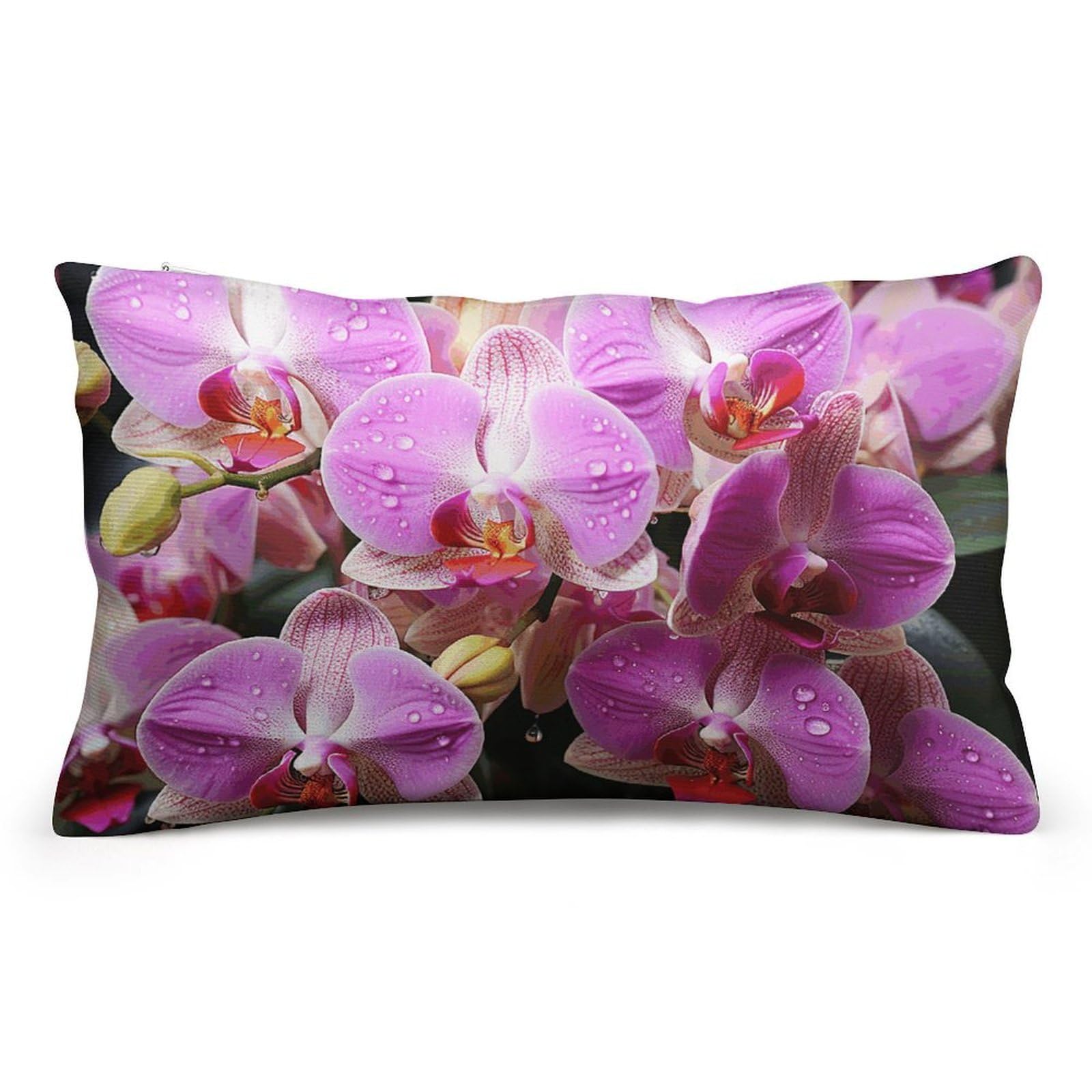 Velvet Pillowcases Standard Size 8"x12", Ultra Soft Breathable Pillow Cases for Bed, Luxury Cozy Fuzzy Pillow Shams, Lumbar Pillow Cover, Orchids Cushion Case Home Decor