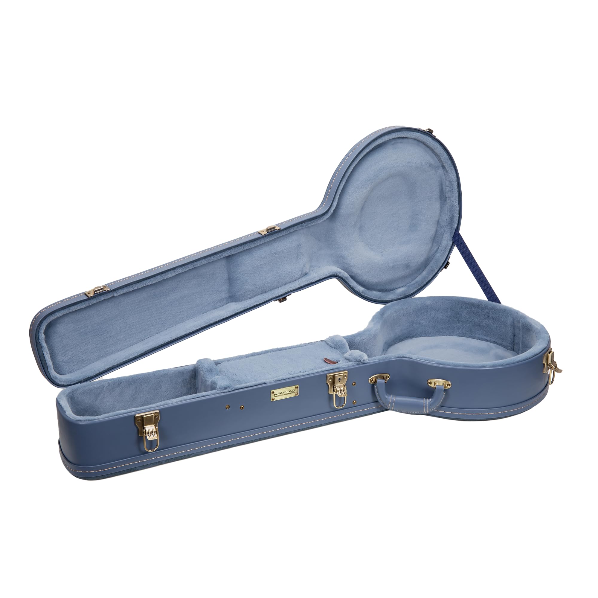 Crossrock Relief Series CRW630BJSB Étui en bois pour banjo à résonateur à 5 cordes avec surface hautement texturée, imitation polaire de vison, loquets en acier inoxydable, bleu fumé