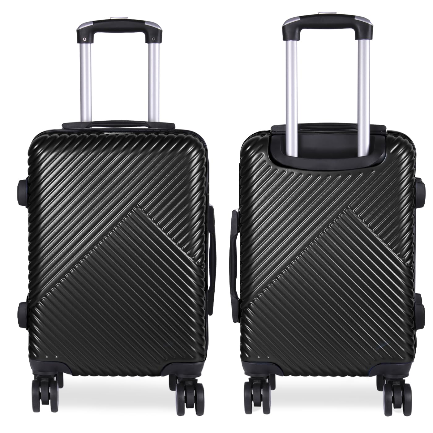 MERCURY TEXTIL- Juego de 2 Maletas de Viaje (Negro) | Cabina y Mediana, Maletas de ABS Rígidas, Ligeras y Resistentes 4 Ruedas Dobles 360º