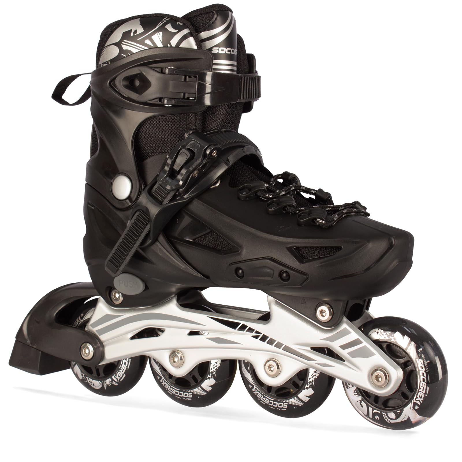 Soccerex Inline & Roller Skates Shoes for Kids Youth and Adults,Adjustable inline Skates Shoes for Beginners Complete Set With Helmet and Protection