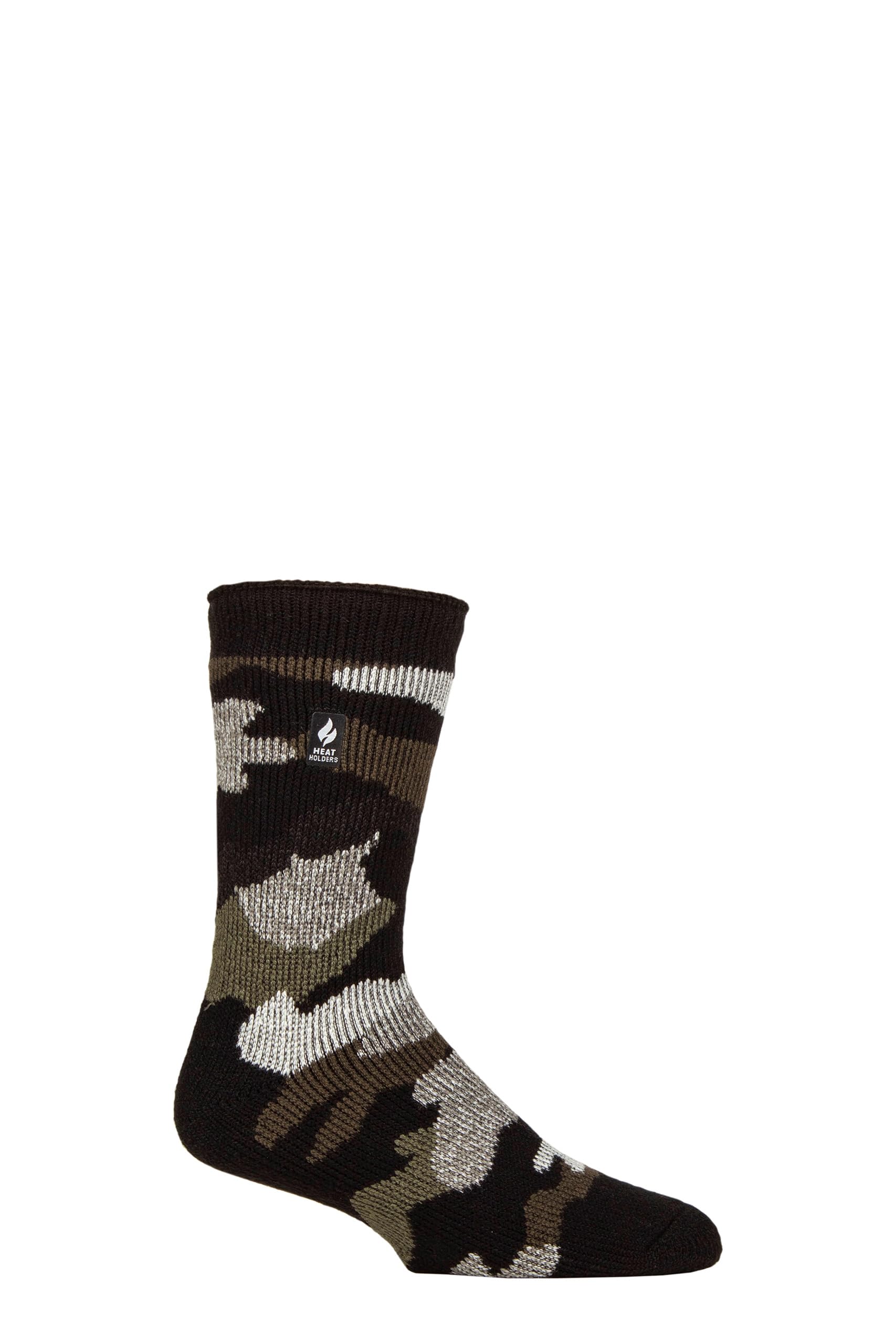 HEAT HOLDERS SOCKSHOP Mens 2.3 TOG Patterned and Plain Thermal Socks Pack of 1 (UK, Numeric, 6, 11, Regular, Regular, Camo)
