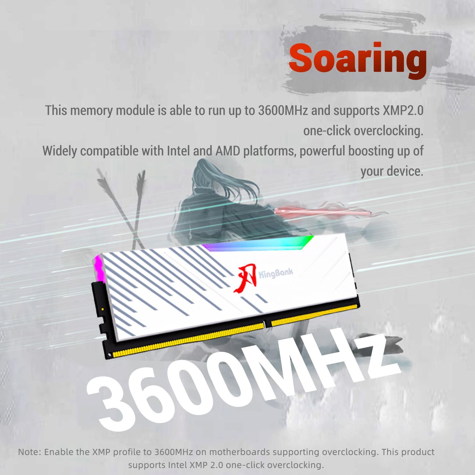 Memória Ram KingBank Hynix RGB DDR4 32GB(2x16GB) 3600Mhz XMP 1.35V