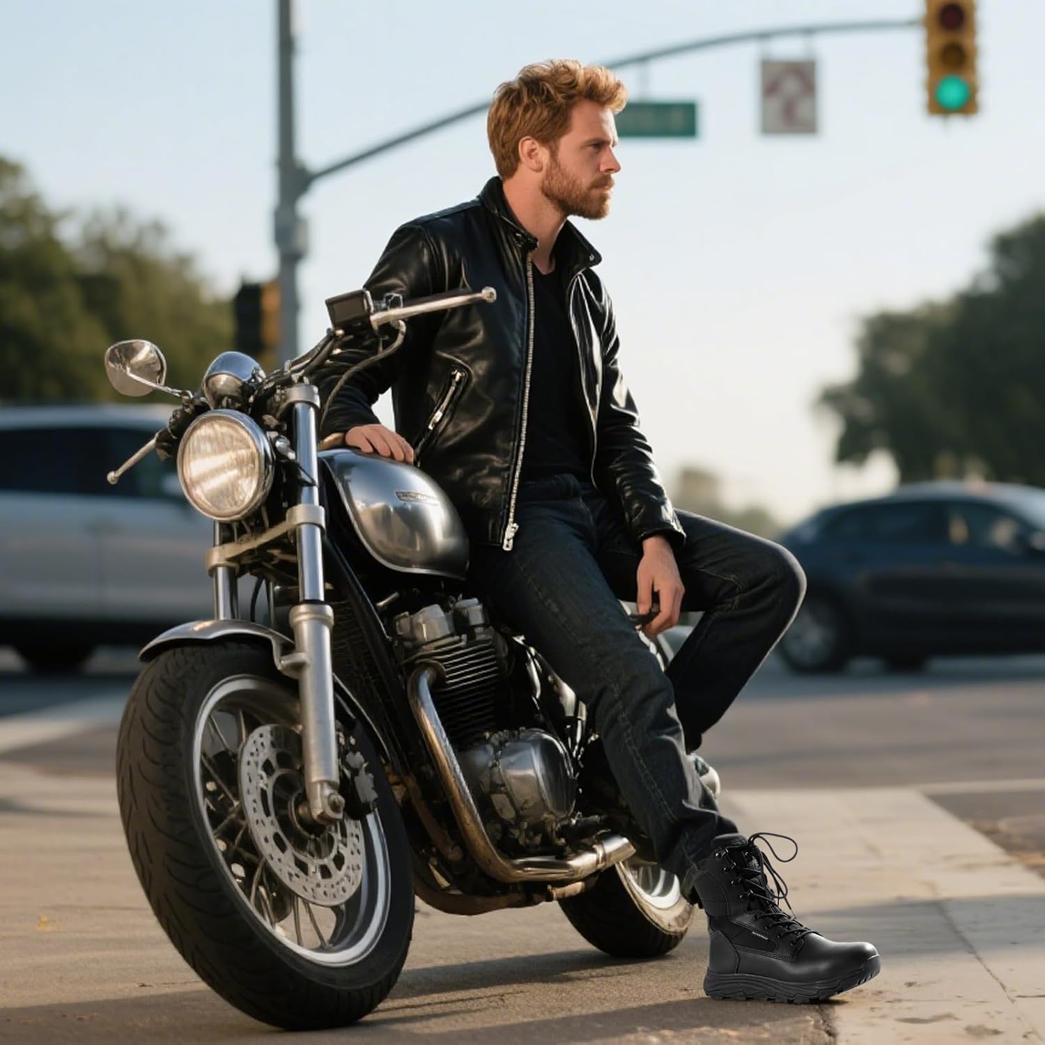 FREE SOLDIER Men's Tactical Boots 8 Inches Military Lightweight Durable Hiking Motorcycle Combat Waterproof Boots - Image 3