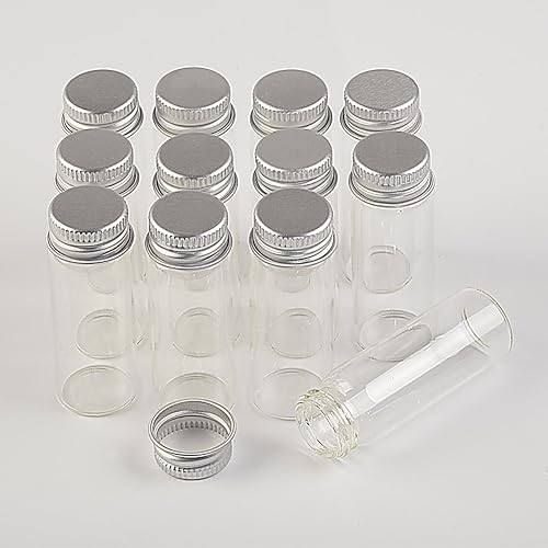 Miniatura 5 de 100 unidades 0.5 fl oz botellas de vidrio con tapa de metal vacío pequeña botella de deseos frascos de vidrio (100, 0.5 fl oz)