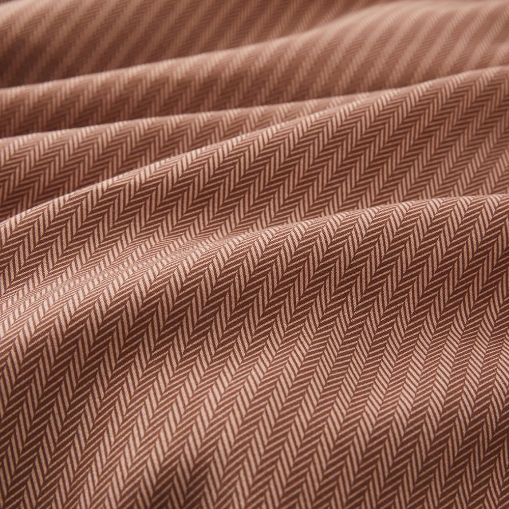 Housse de Couette Marron 3 Pièces 280 x 240 cm avec 2 Taies d'oreiller 65x65 cm Motif Marron uni Motifs Parure de Lit 280 x 240 cm Douce Respirable Microfibre Rayures